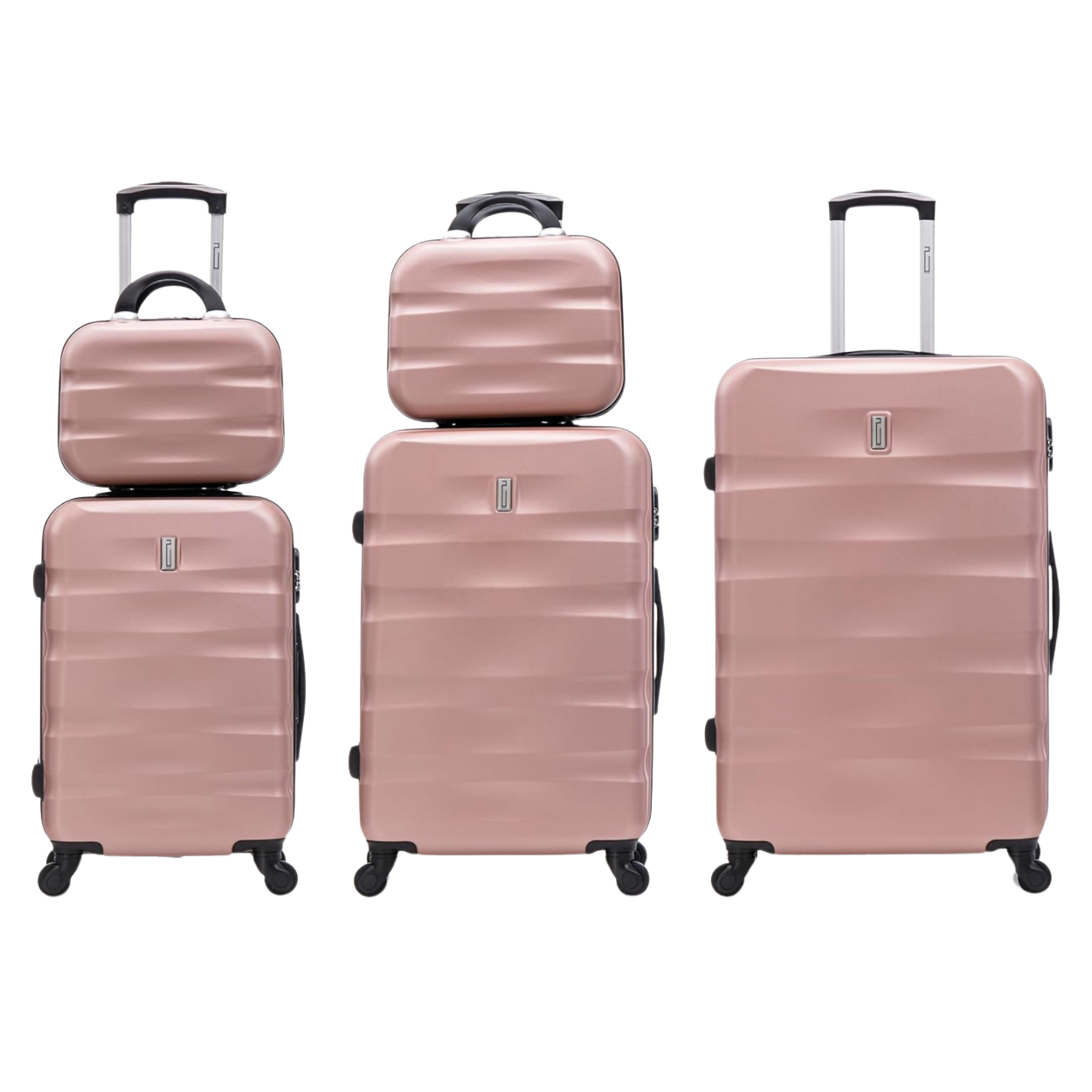 Juego de maletas de 5 piezas AeroWave | Maleta de cabina | Maleta Mediana | Maleta grande | 2x Tocador – Azul