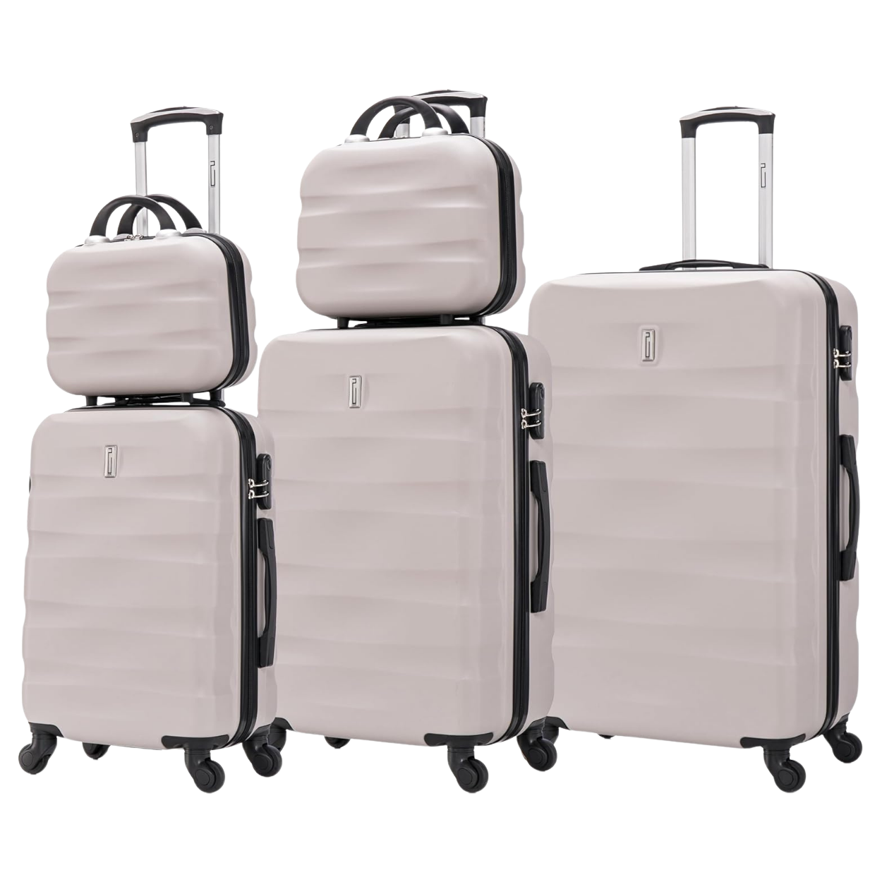 Juego de maletas de 5 piezas AeroWave | Maleta de cabina | Maleta Mediana | Maleta grande | 2x Tocador – Azul