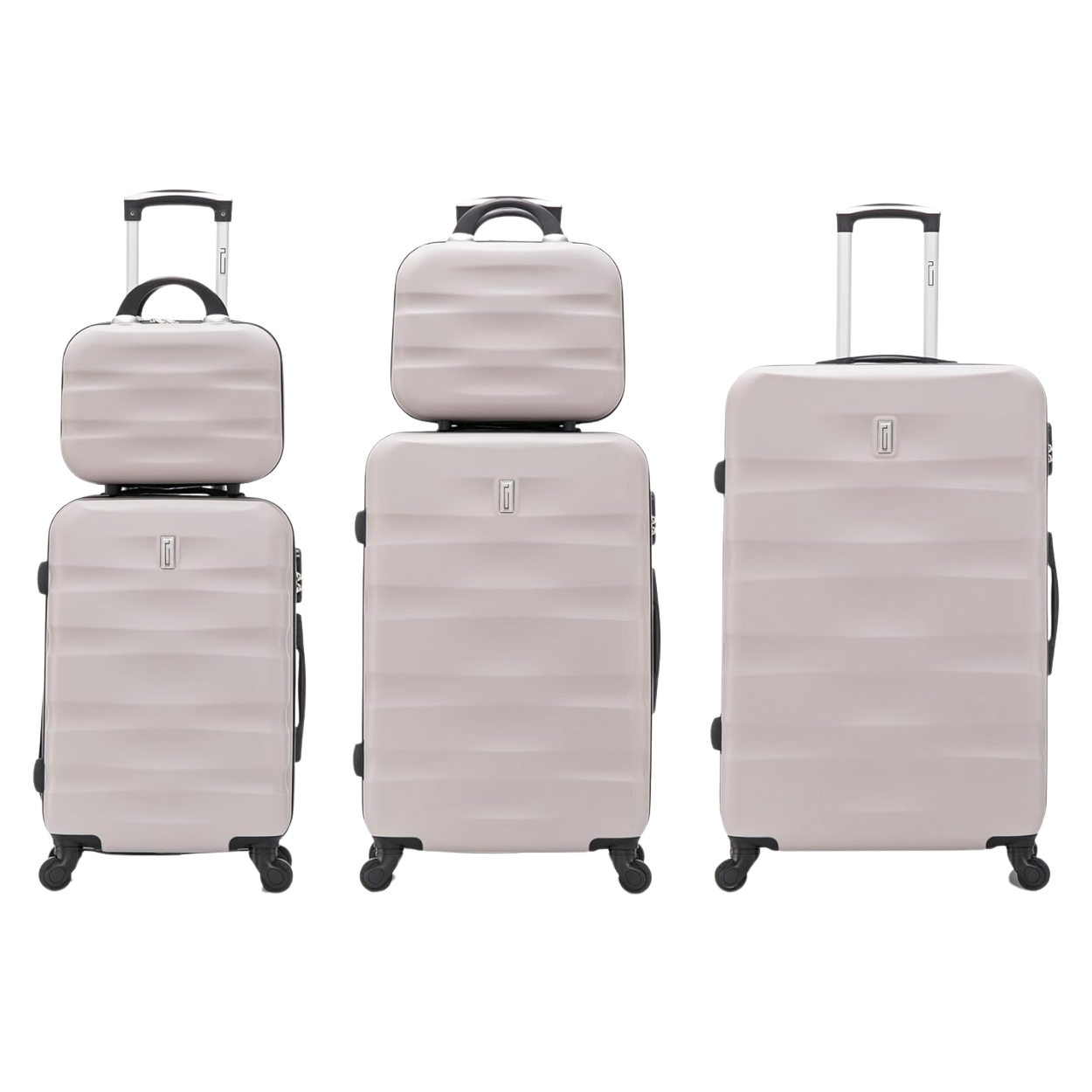 Juego de maletas de 5 piezas AeroWave | Maleta de cabina | Maleta Mediana | Maleta grande | 2x Tocador – Azul