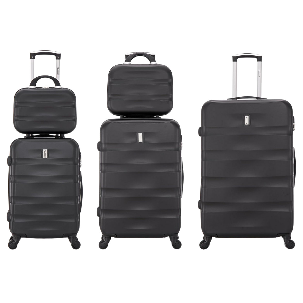 Juego de maletas de 5 piezas AeroWave | Maleta de cabina | Maleta Mediana | Maleta grande | 2x Tocador – Azul