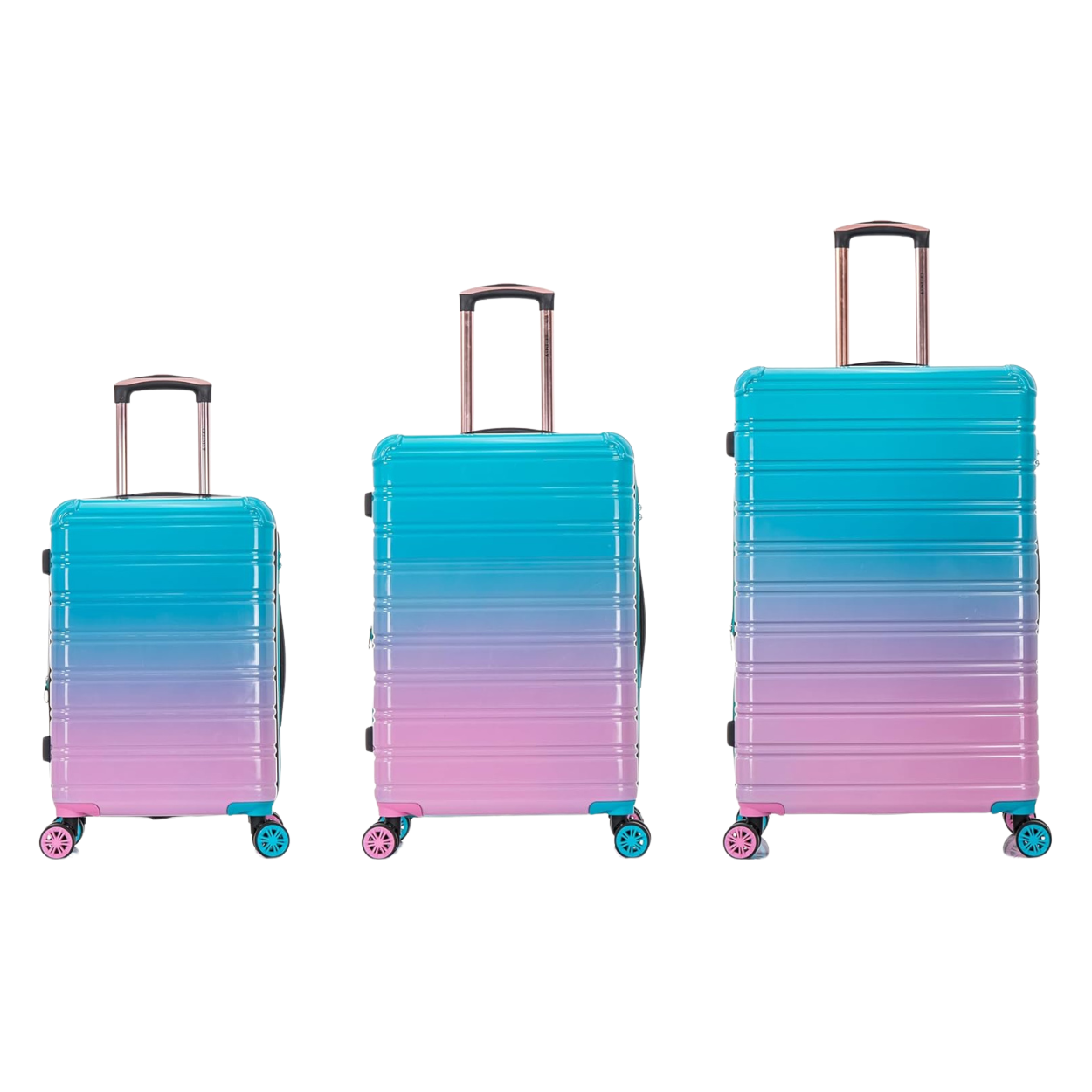 3-piece Polycarbonate suitcase set | Cabin suitcase | Medium suitcase | Large suitcase - Violet gradient