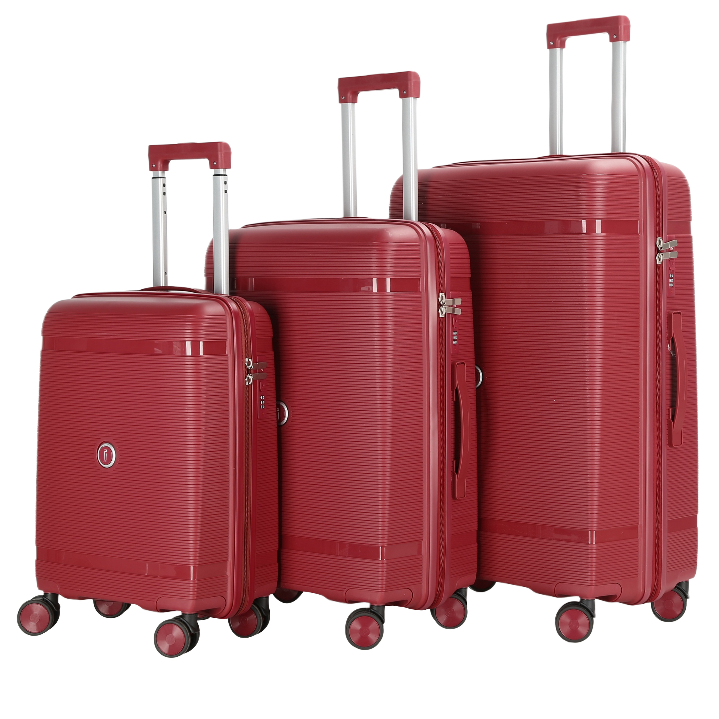 Juego de 3 Maletas – Polipropileno (XL-75cm) (L-65cm) (S-55cm) – Rojo