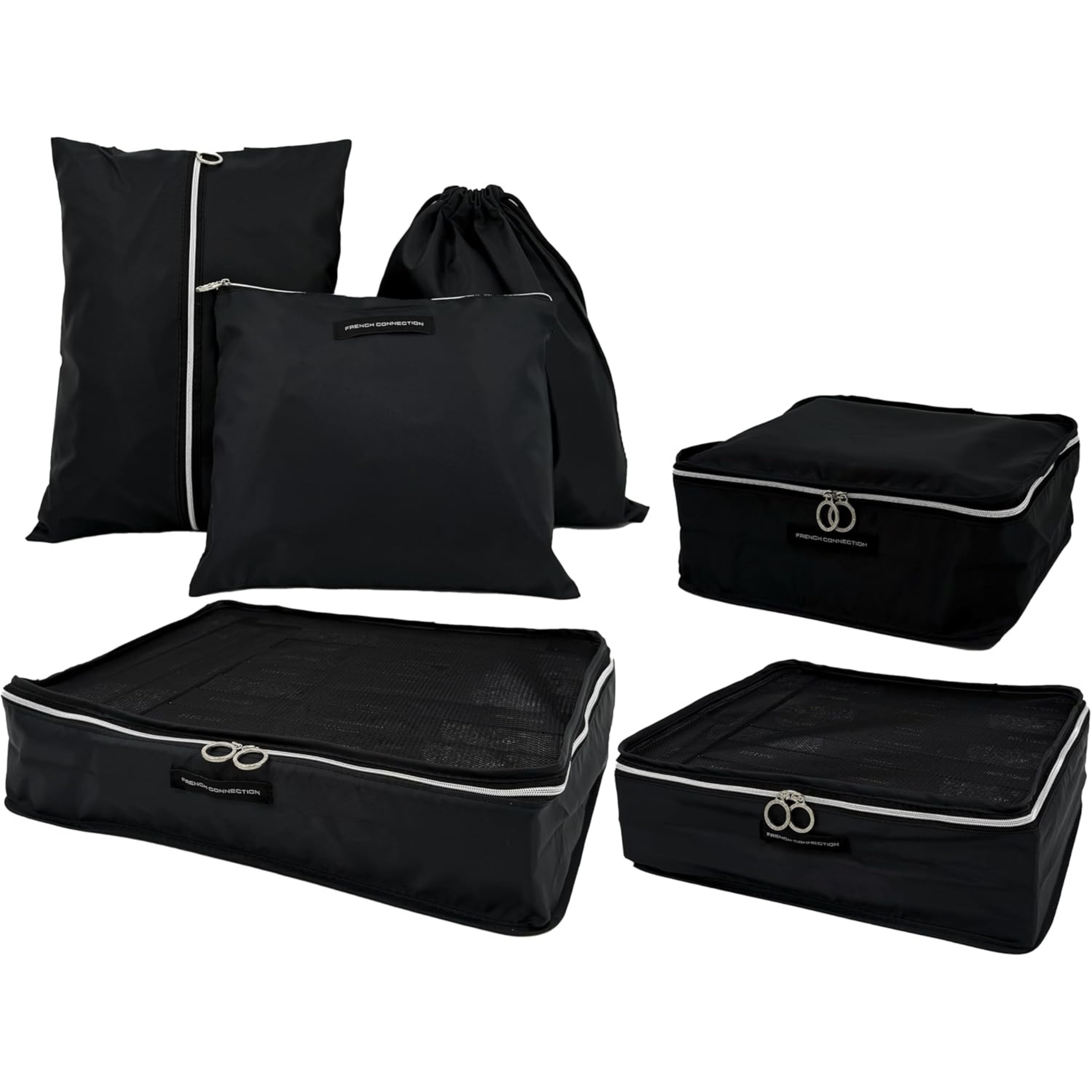 Travel Organizers | Set of 6 pieces | Luggage Organizers | Lightweight and Durable Luggage Storage Cubes Black