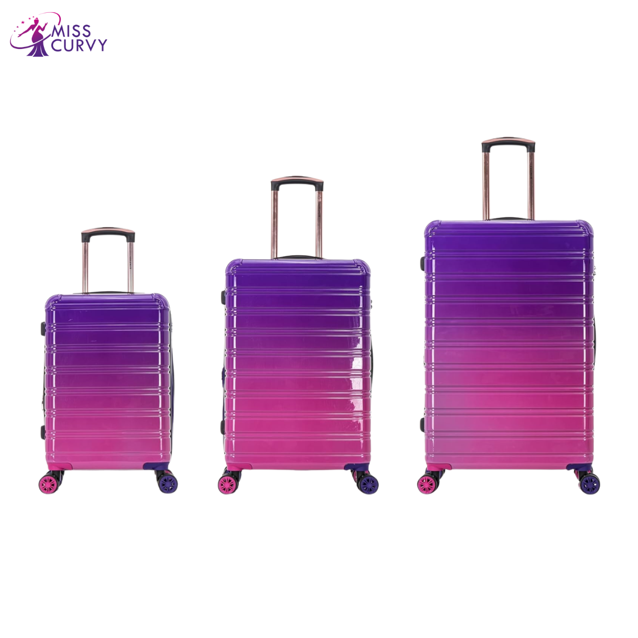 3-piece Polycarbonate suitcase set | Cabin suitcase | Medium suitcase | Large suitcase - Violet gradient