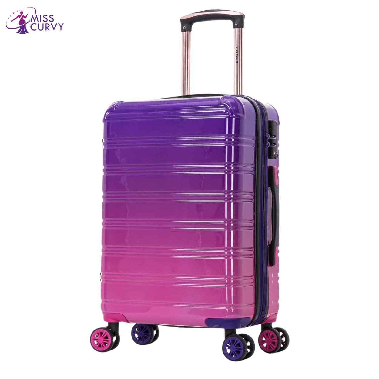 3-piece Polycarbonate suitcase set | Cabin suitcase | Medium suitcase | Large suitcase - Violet gradient