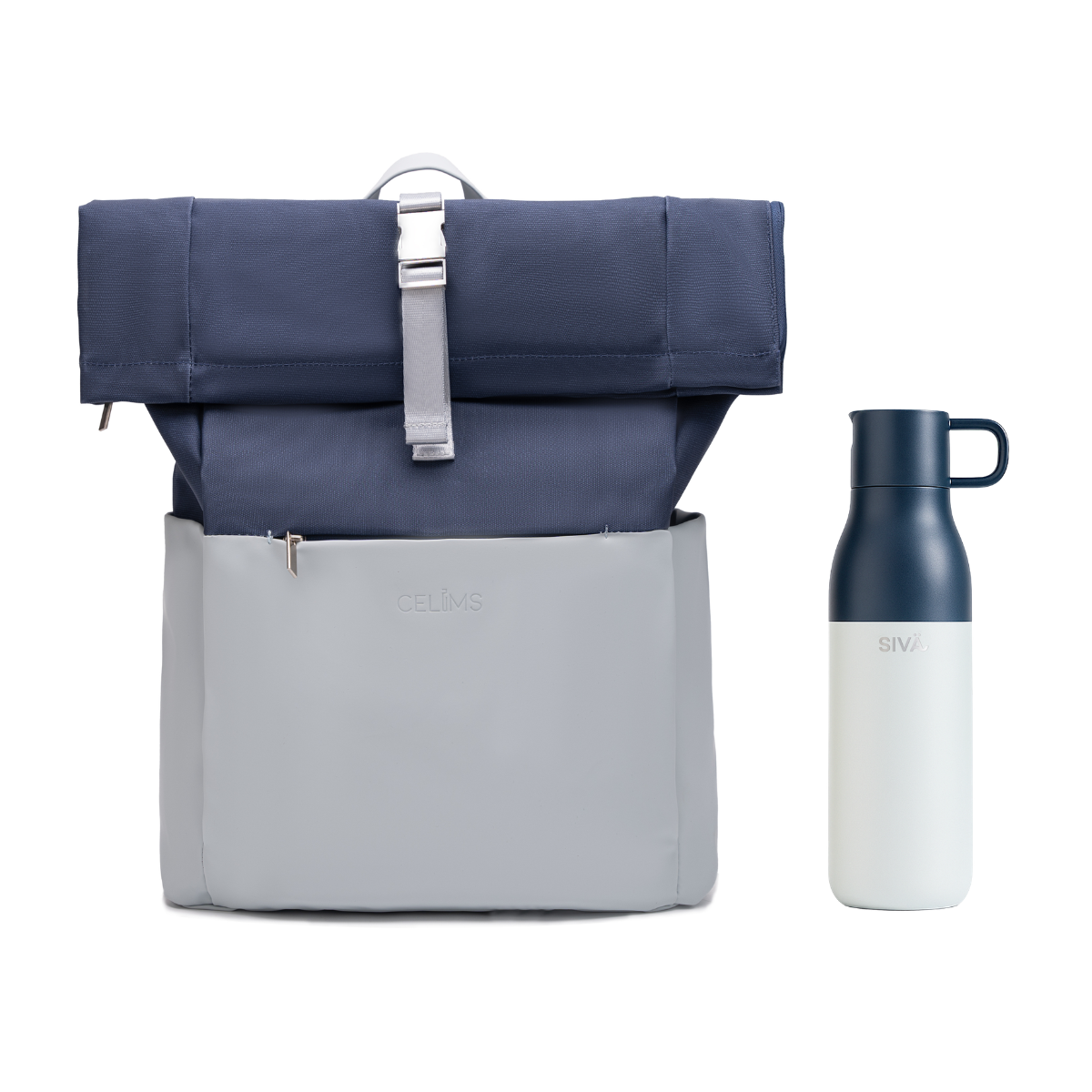 Pack Voyage CELIMS – Sac à Dos Roll-Top + Gourde Isotherme 740 ml