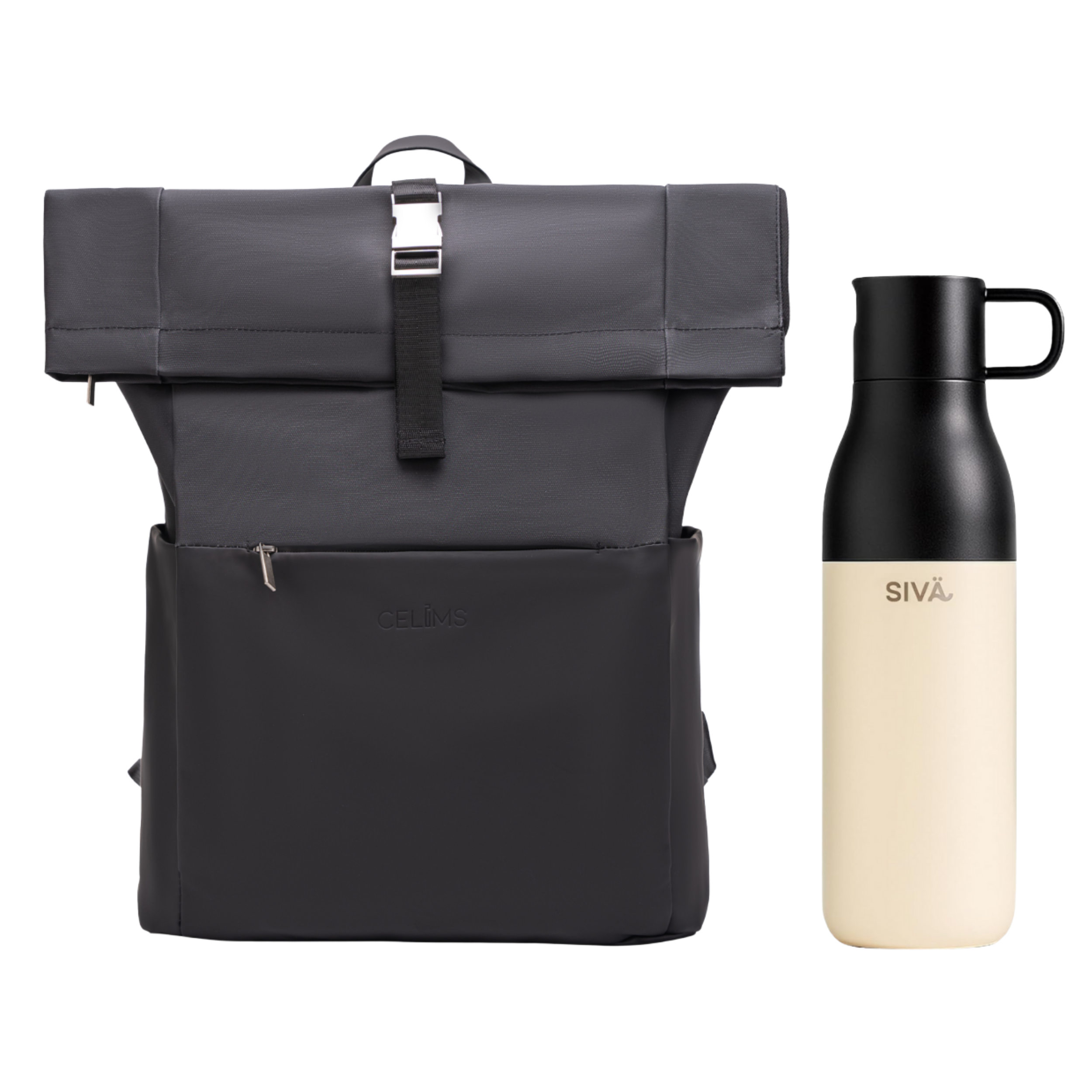 Mochila enrollable CELIMS - Equipaje de mano 40x30x20cm - Impermeable y ultrarresistente - Negra