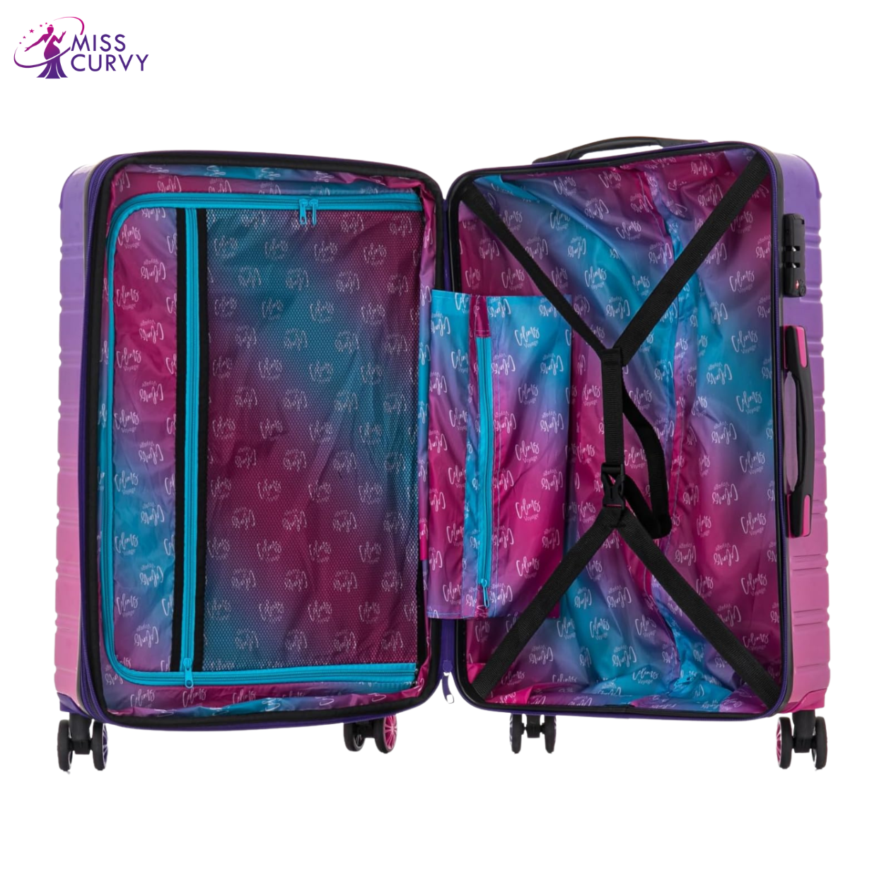 3-piece Polycarbonate suitcase set | Cabin suitcase | Medium suitcase | Large suitcase - Violet gradient