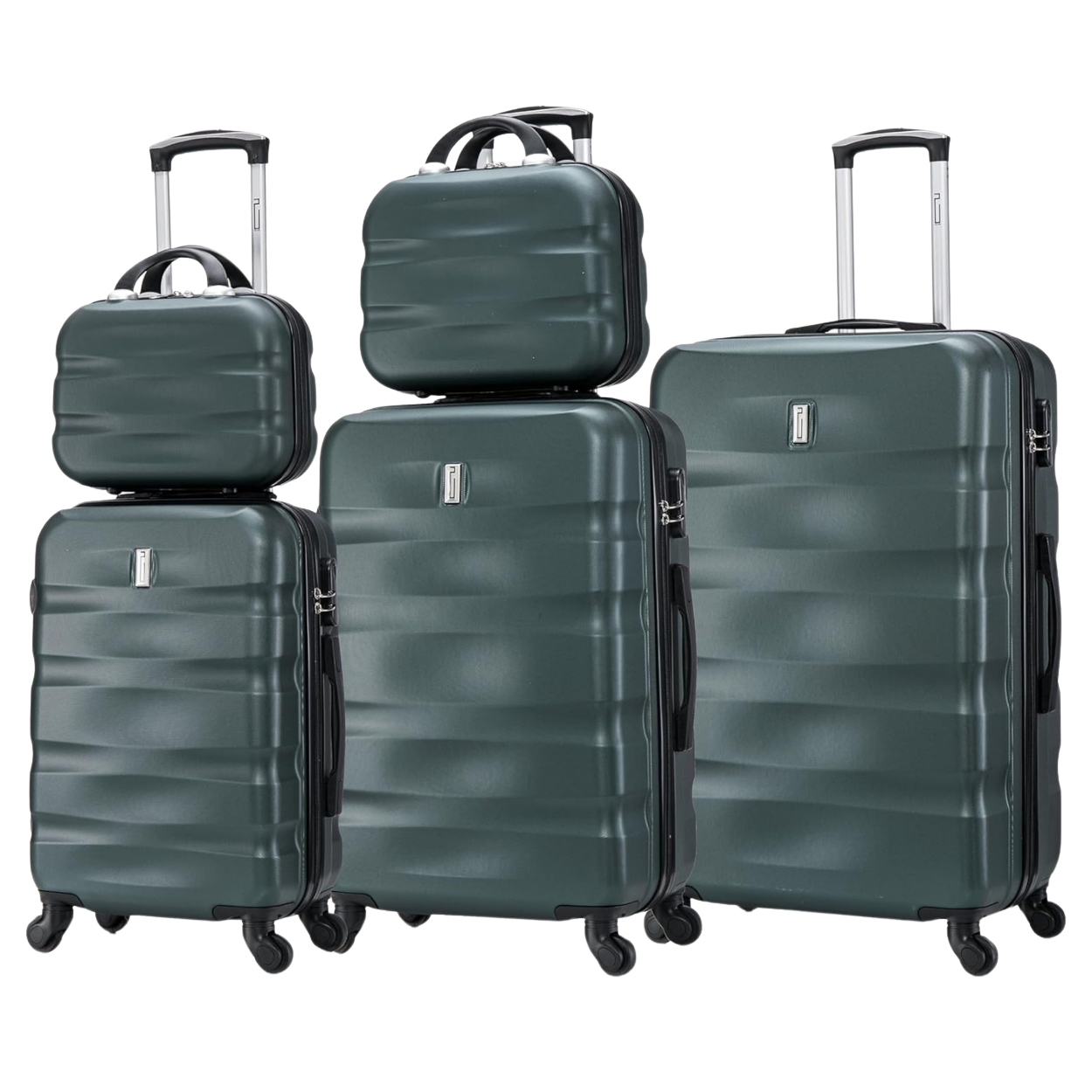 Juego de maletas de 5 piezas AeroWave | Maleta de cabina | Maleta Mediana | Maleta grande | 2x Tocador – Azul