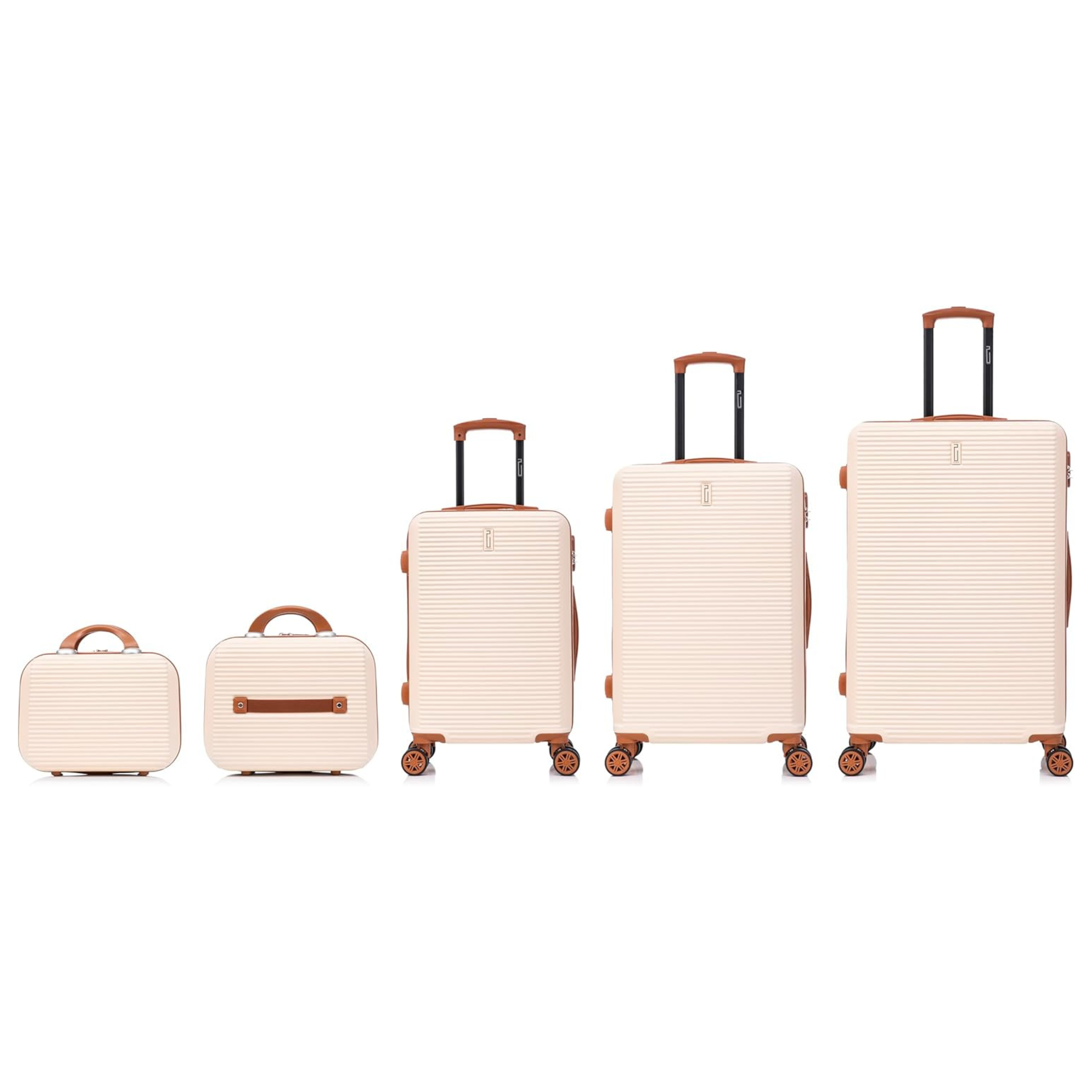 5-teiliges Wochenendkoffer-Set | Kabinenkoffer | Mittlerer Koffer | Großer Koffer | 2x Schminktisch – Orange