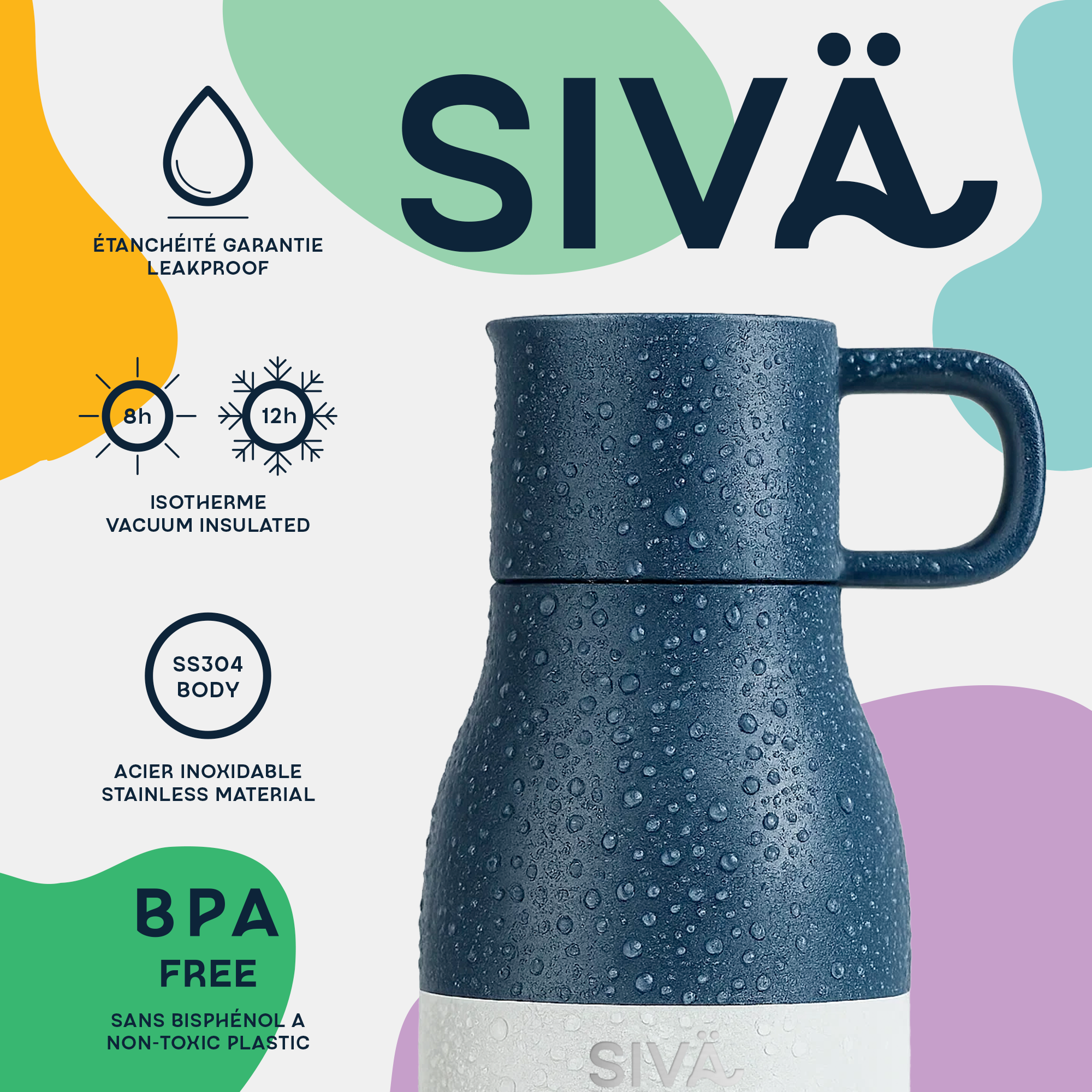 Botella de agua térmica de acero inoxidable de 740 ml | Resistente y a prueba de fugas | Con filtro de carbón