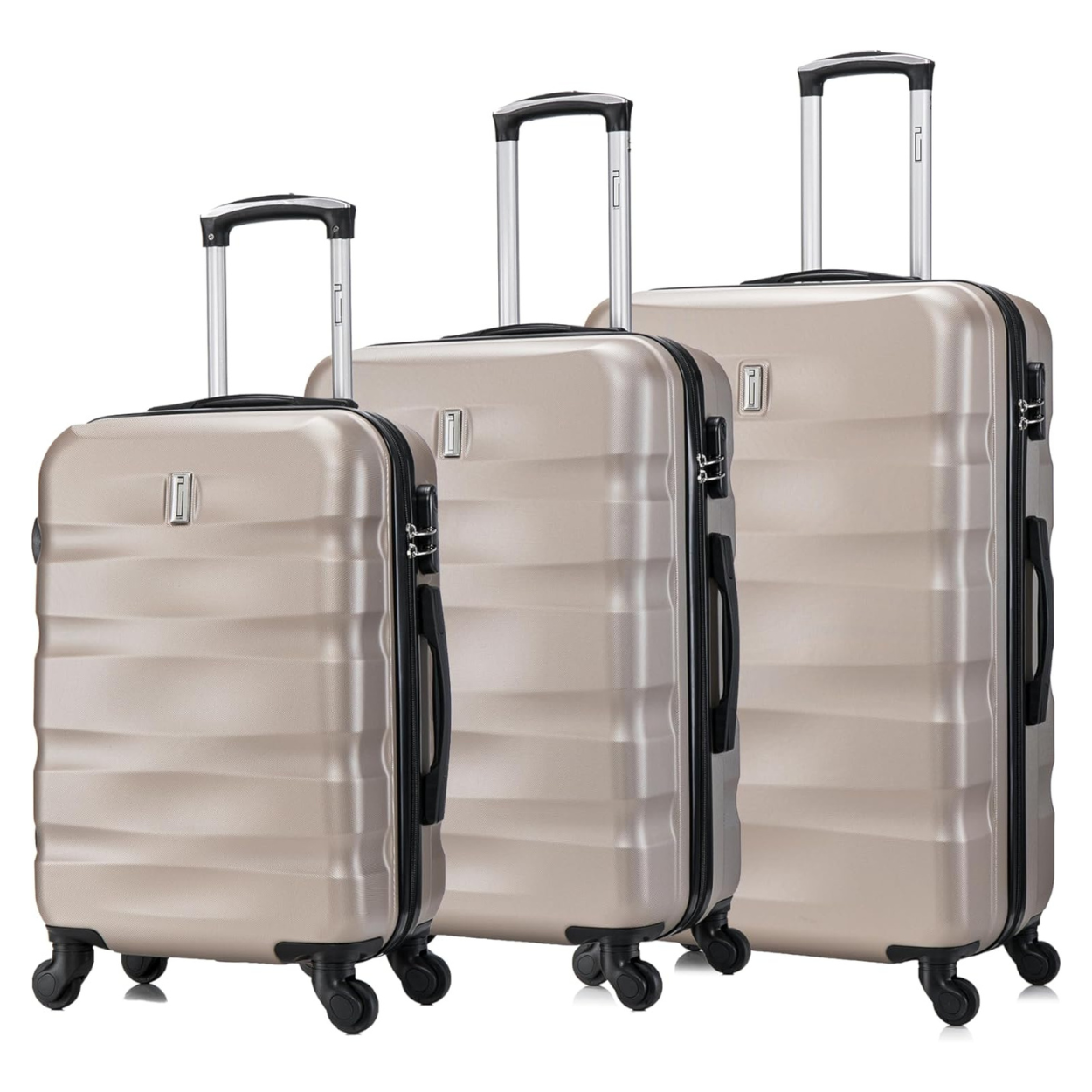 Set Valise 3 pièces AeroWave | Valise Cabine | Valise Moyenne | Valise Grande – Champagne - Celims France