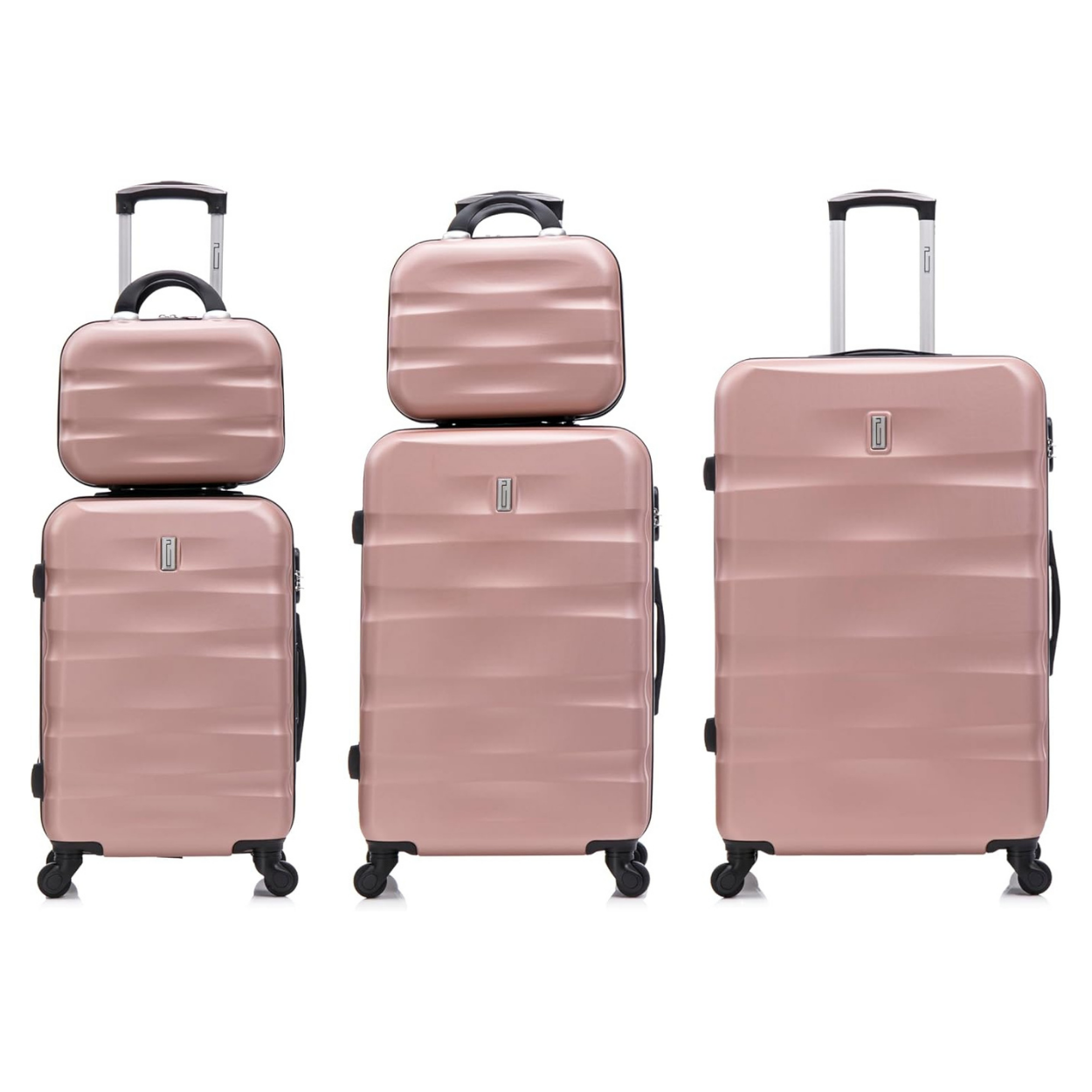Set Valise 5 pièces AeroWave | Valise Cabine | Valise Moyenne | Valise Grande | 2x Vanity – Rose Gold - Celims France