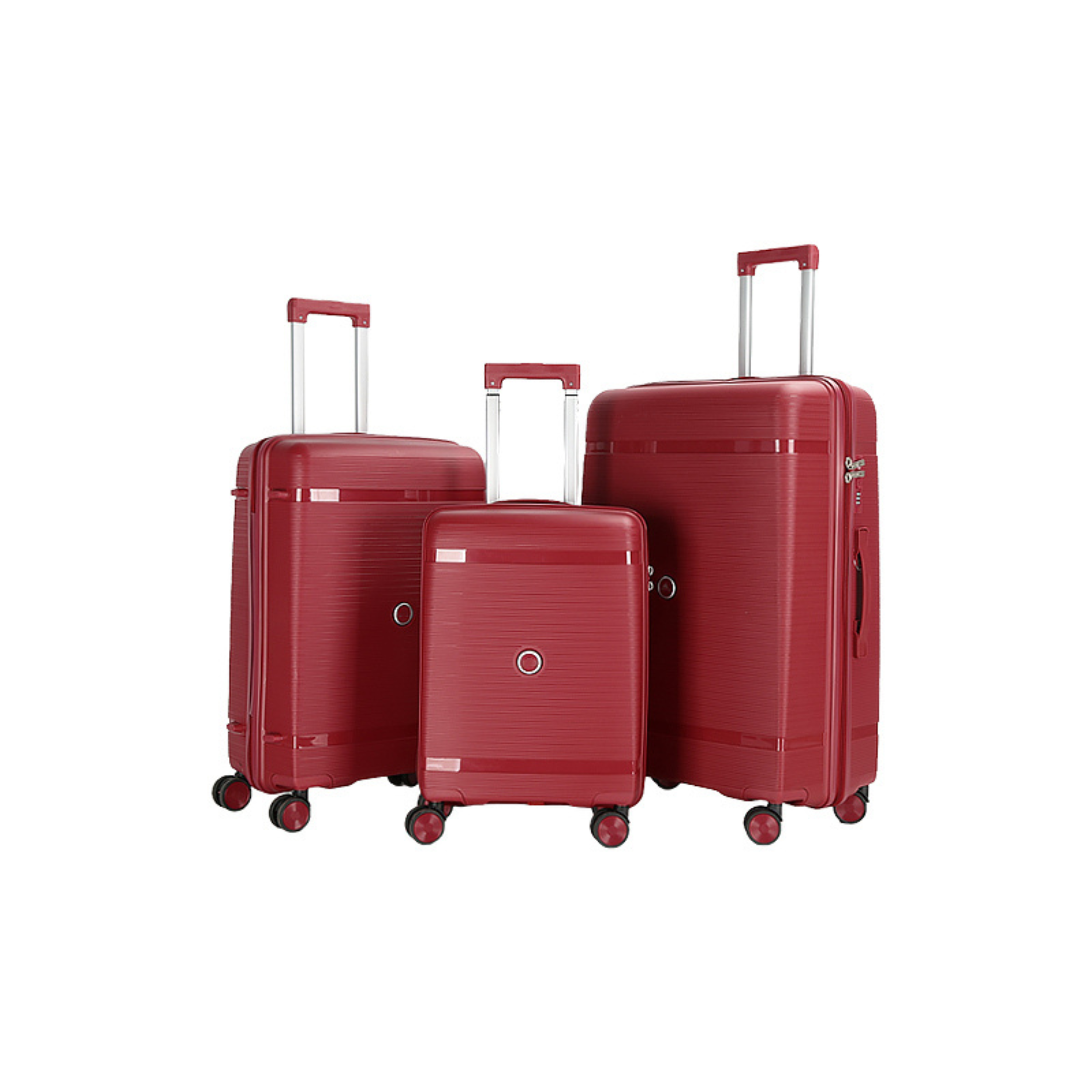 Juego de 3 Maletas – Polipropileno (XL-75cm) (L-65cm) (S-55cm) – Rojo