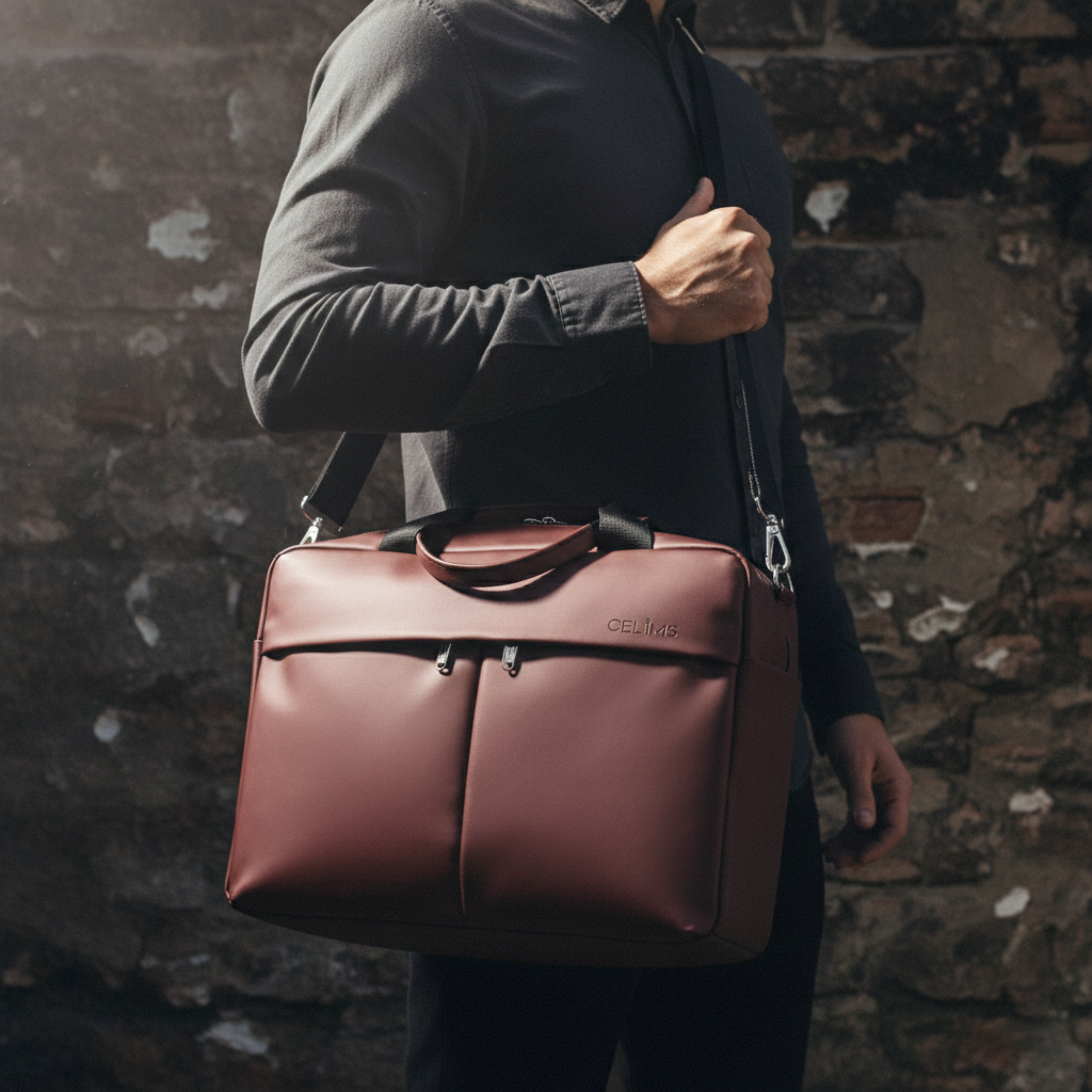 Sac 24H CELIMS 40x30x20 – Bagage Cabine – Ordinateur 15,6” – Imperméable – Cuir Vegan