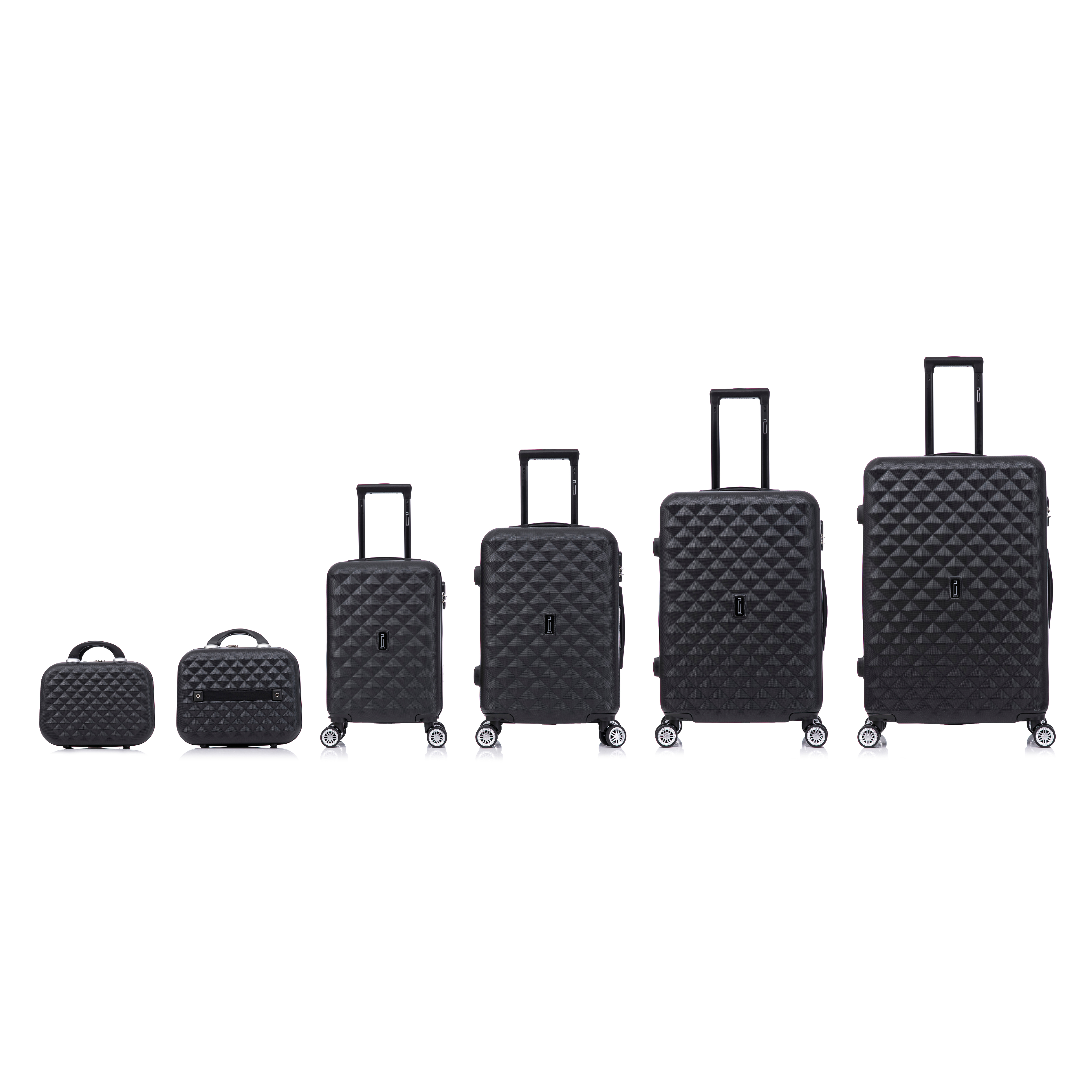 Juego de maletas urbanas de 6 piezas | Maleta de cabina | Maleta Mediana | Maleta grande | 2x tocador – Negro