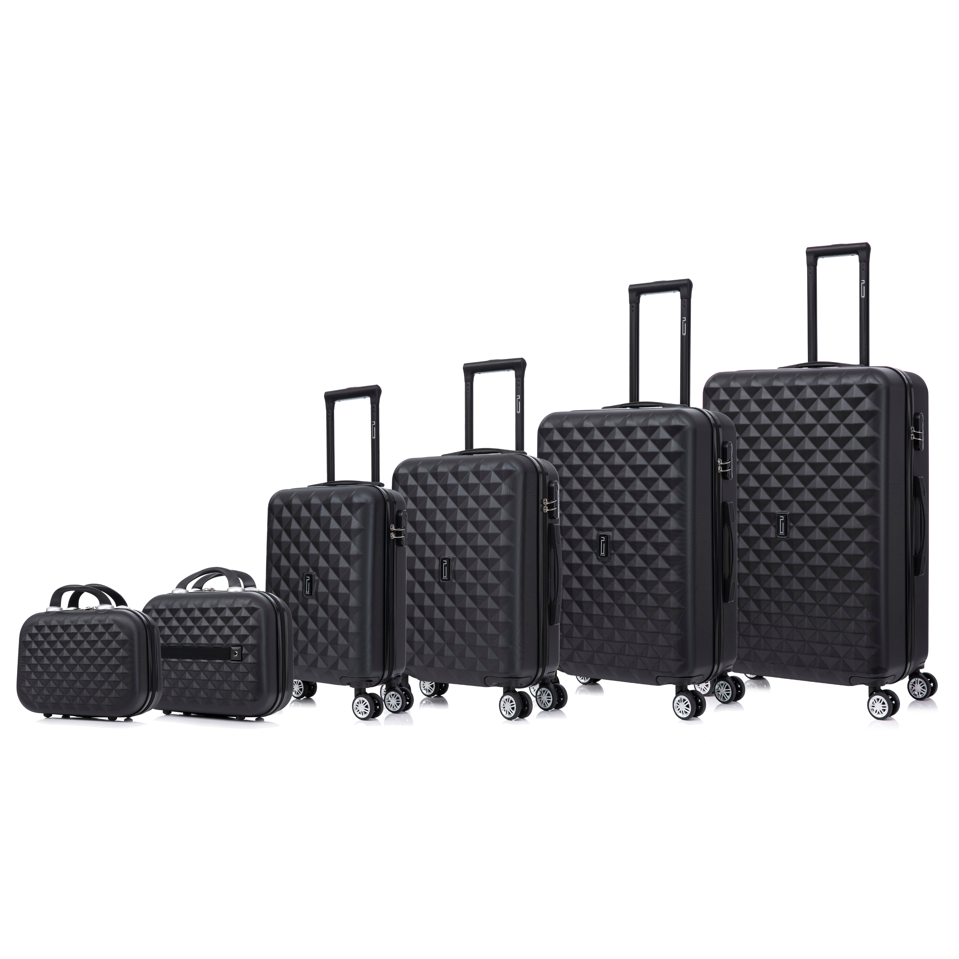 Juego de maletas urbanas de 6 piezas | Maleta de cabina | Maleta Mediana | Maleta grande | 2x tocador – Negro