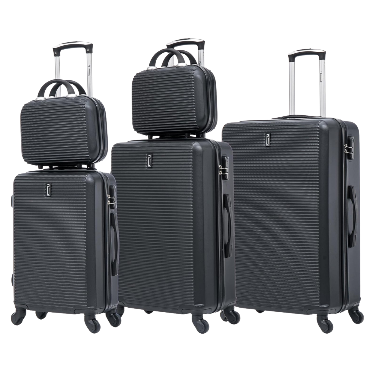 Set De Valise 5 pièces Week-end | Valise Cabine | Valise Moyenne | Valise Grande | 2x Vanity – Noir
