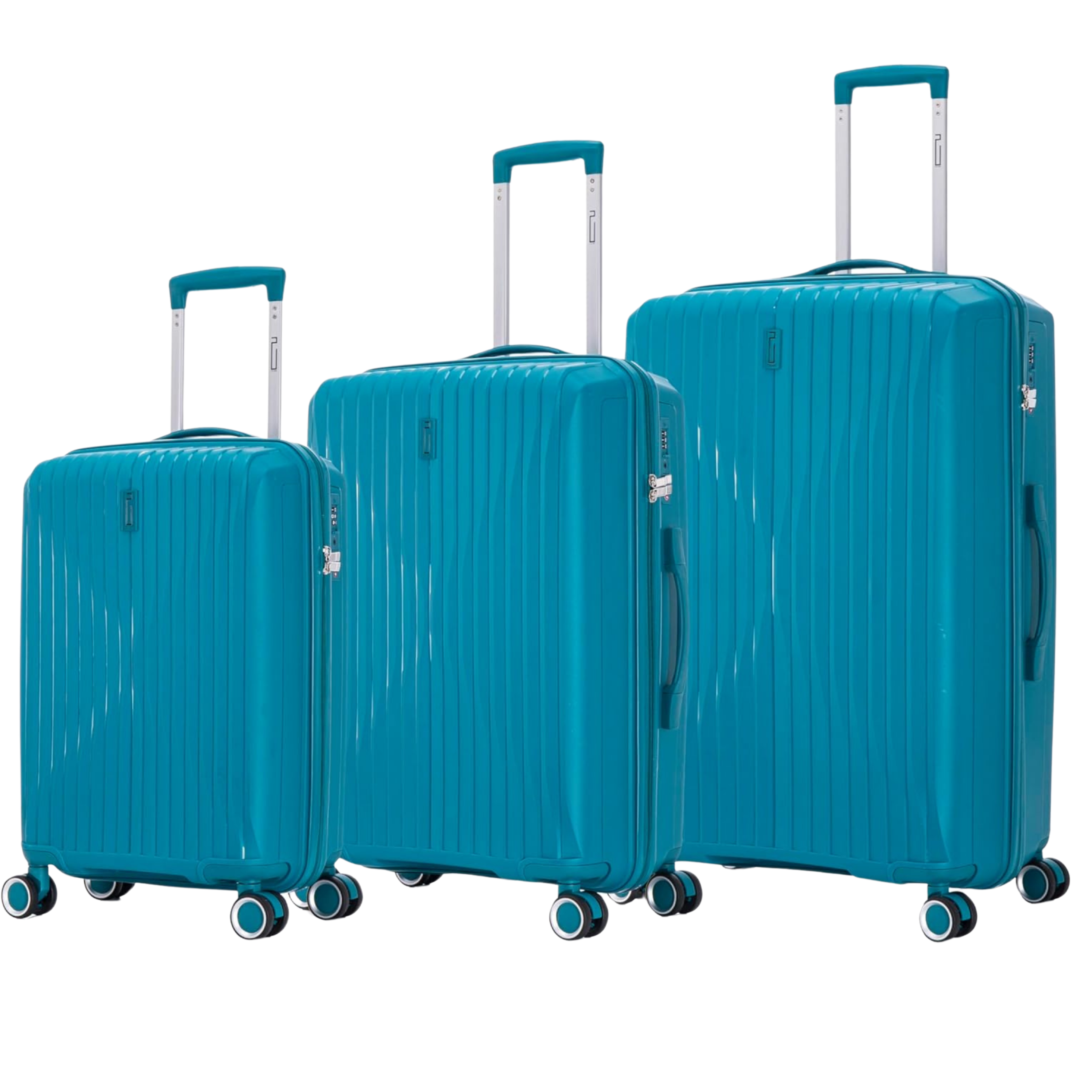 Set Valise 3 pièces En Polypropylène | Valise Cabine | Valise Moyenne | Valise Grande – Bleu