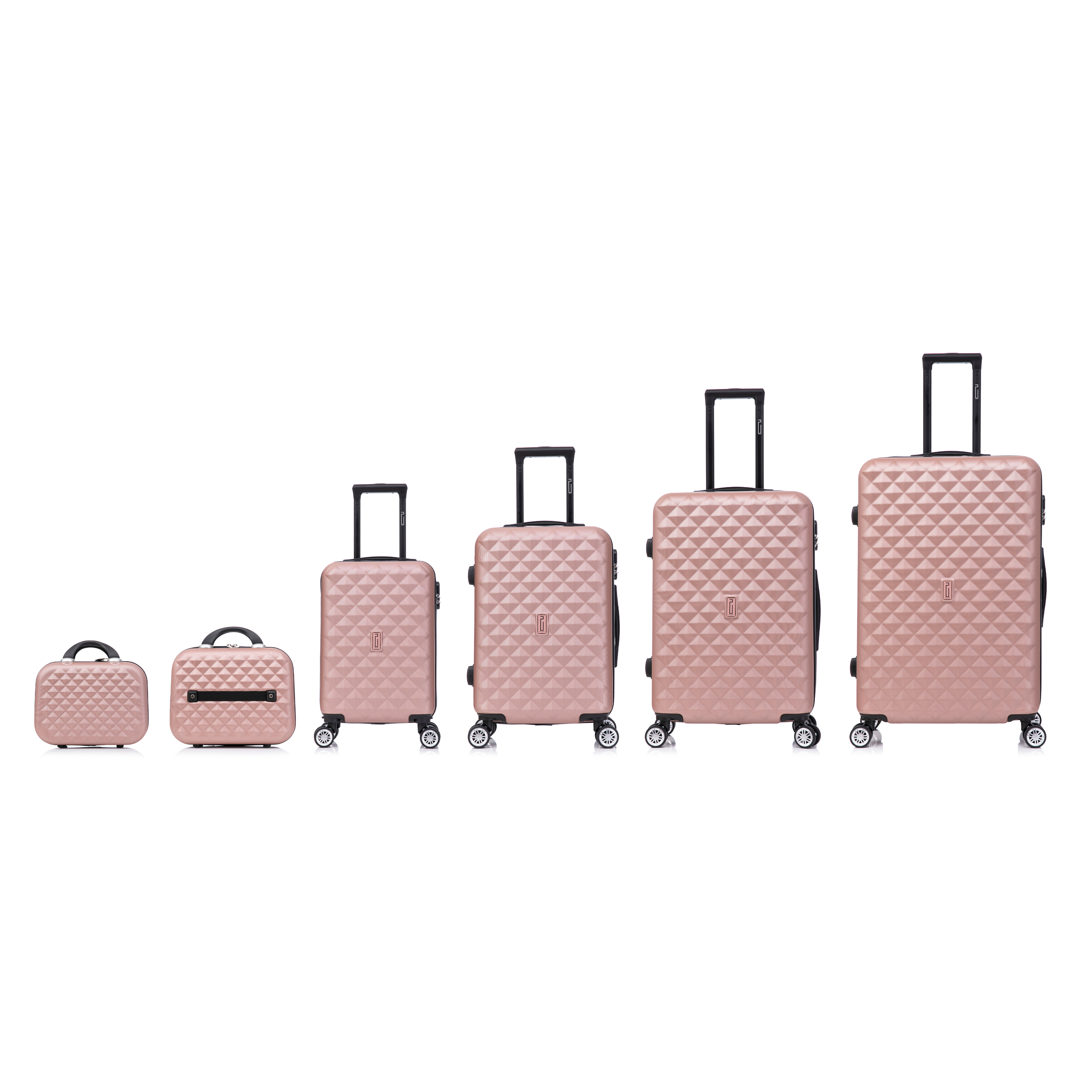 Juego de maletas urbanas de 6 piezas | Maleta de cabina | Maleta Mediana | Maleta grande | 2x Neceser – Oro Rosa