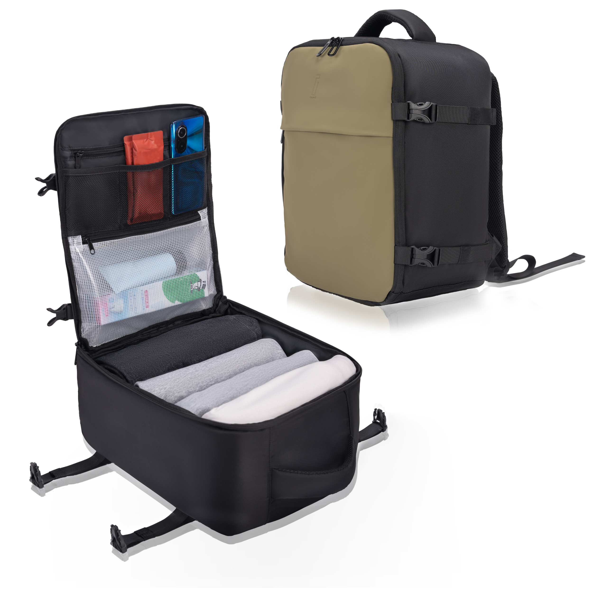 Mochila CELIMS 40x30x20 - Equipaje de mano - Impermeable - Negra