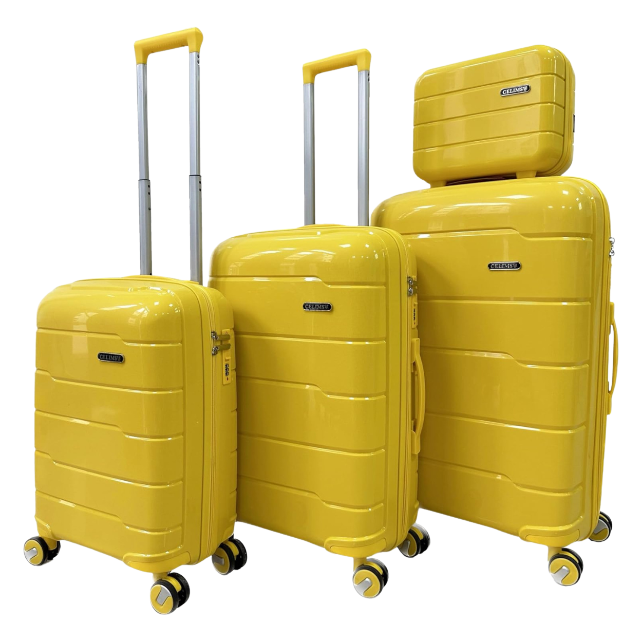 Polypropylene 4-piece suitcase set | Cabin suitcase | Medium suitcase | Large suitcase | Vanity case - Yellow