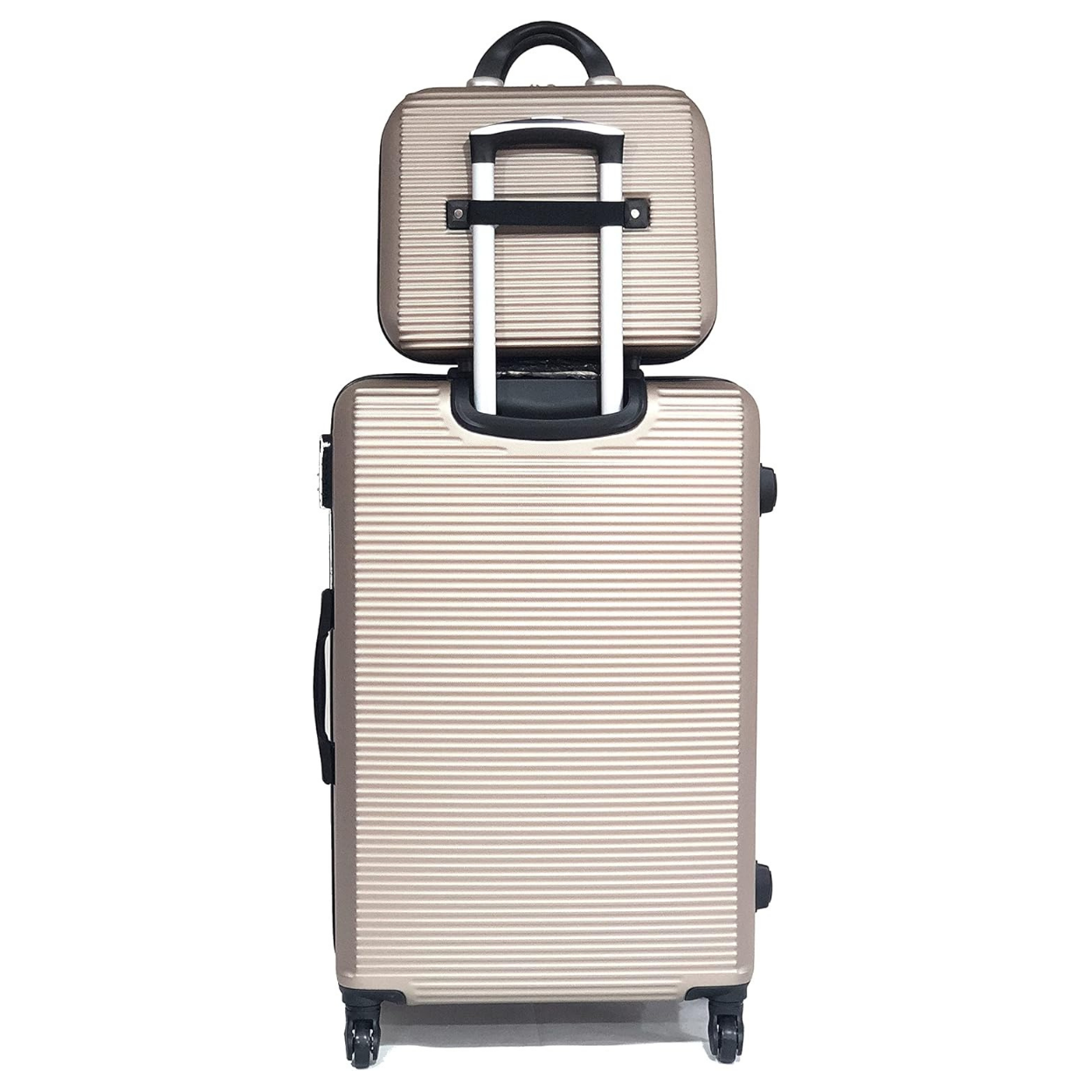 Set De Valise 5 pièces Week-end | Valise Cabine | Valise Moyenne | Valise Grande | 2x Vanity – Champagne - Celims France