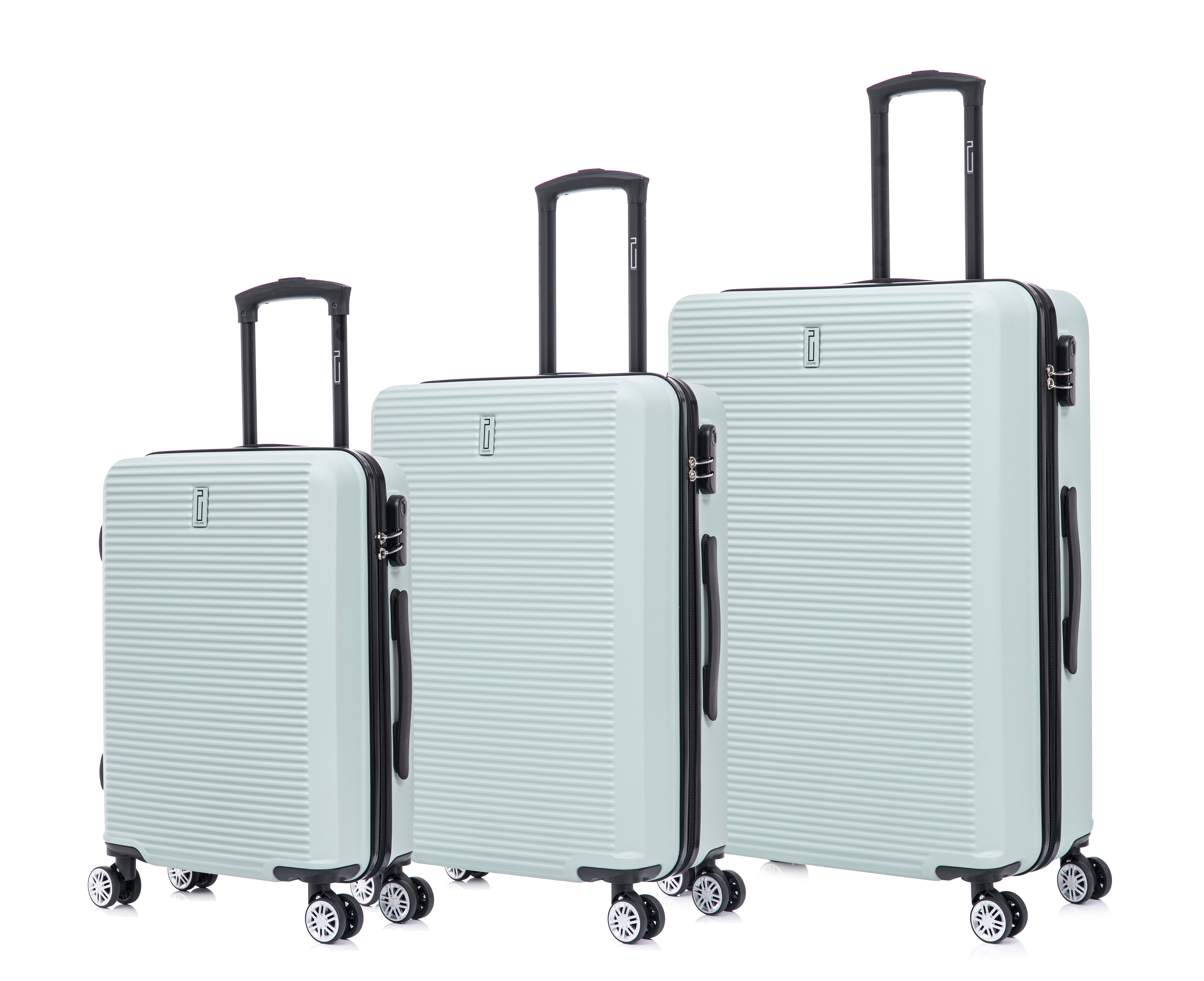 Set valises Week-End 3 pièces – Vert Pastel (cabine, moyenne, grande)