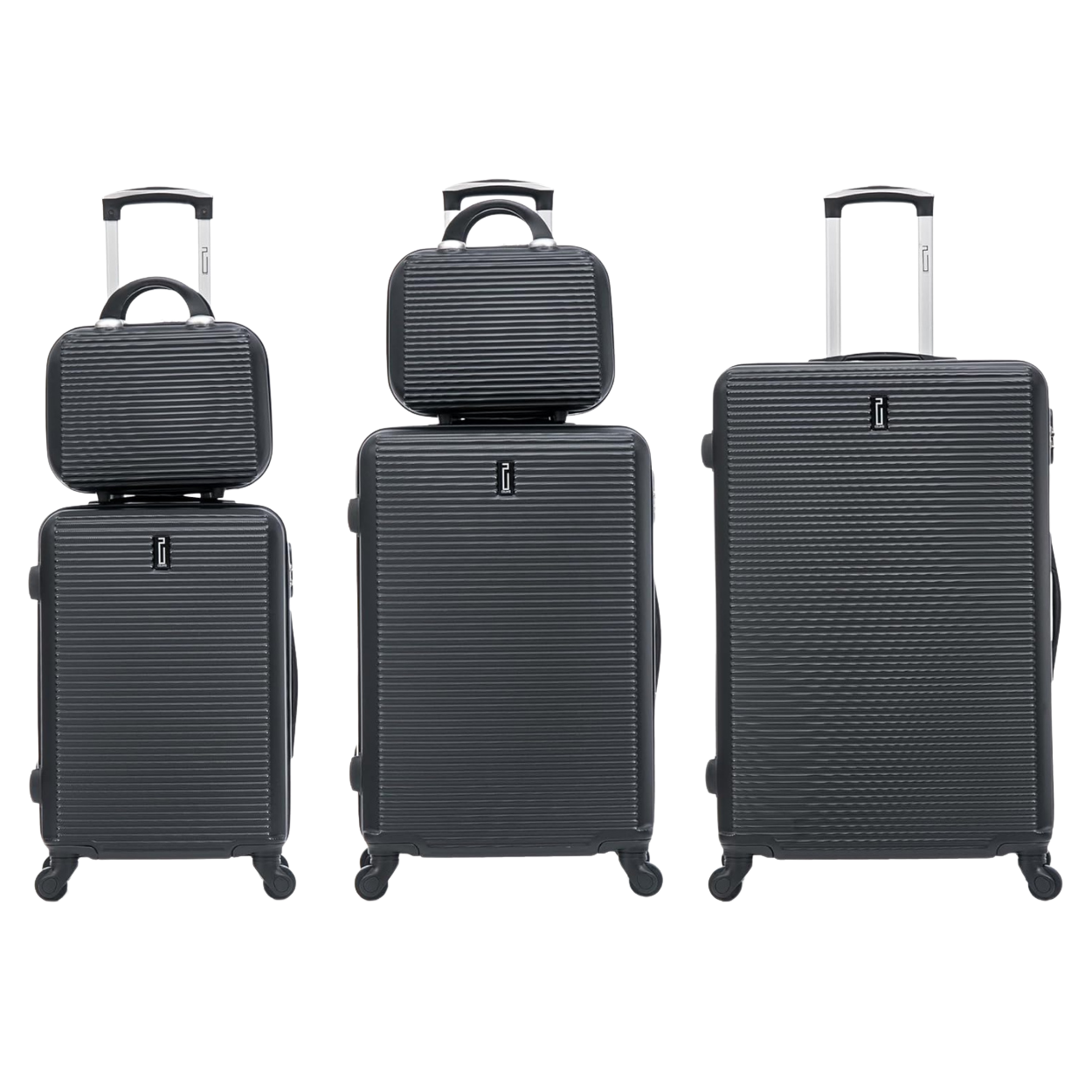 Set De Valise 5 pièces Week-end | Valise Cabine | Valise Moyenne | Valise Grande | 2x Vanity – Noir