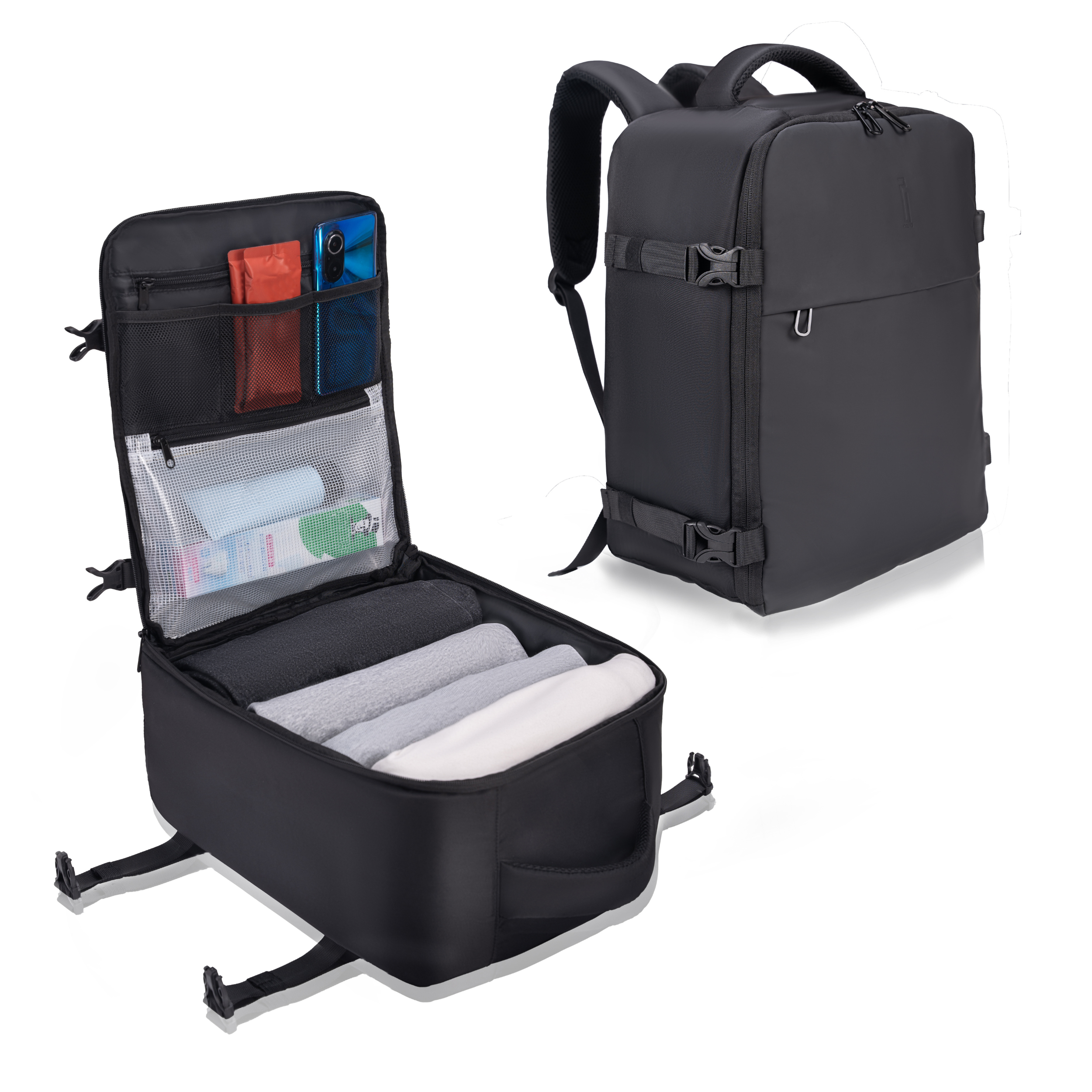 Mochila CELIMS 40x30x20 - Equipaje de mano - Impermeable - Negra