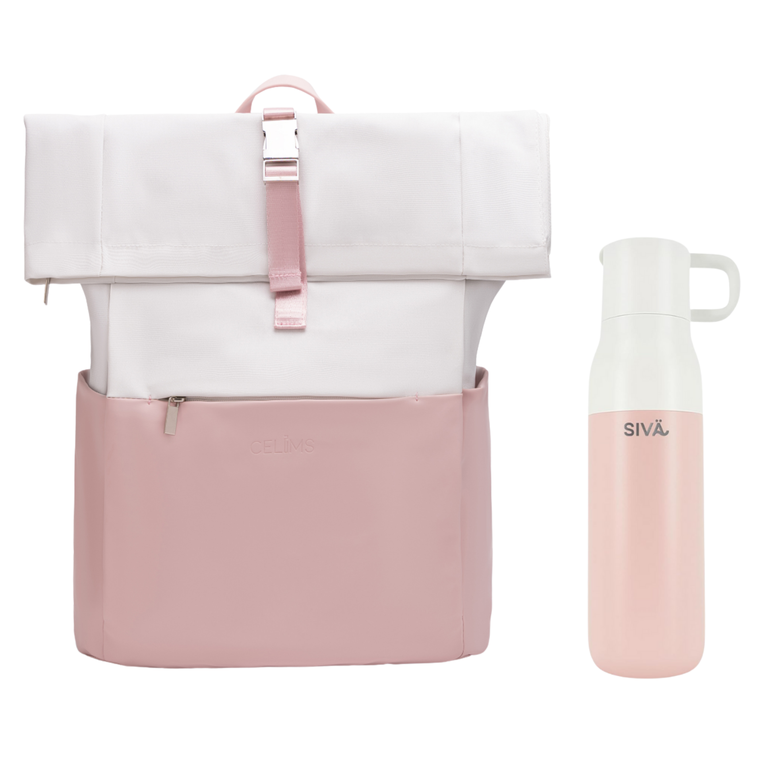 Mochila enrollable CELIMS - Equipaje de mano 40x30x20cm - Impermeable y ultrarresistente - Rosa