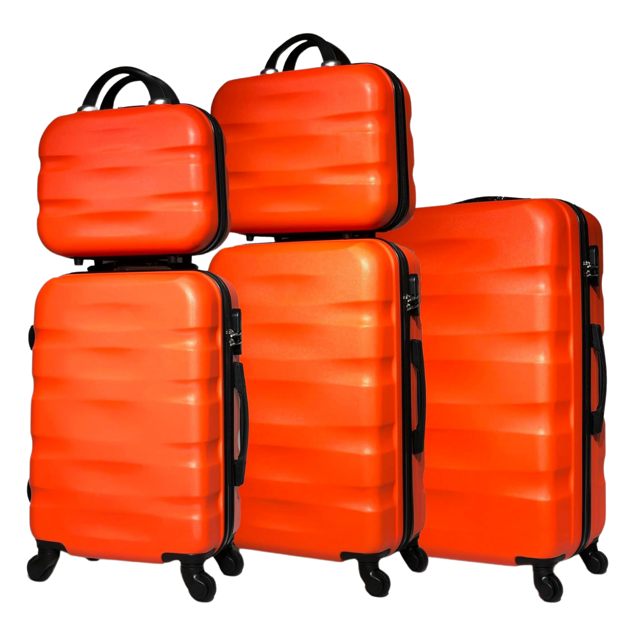 5-piece AeroWave suitcase set | Cabin suitcase | Medium suitcase | Large suitcase | 2x Vanity case - Orange