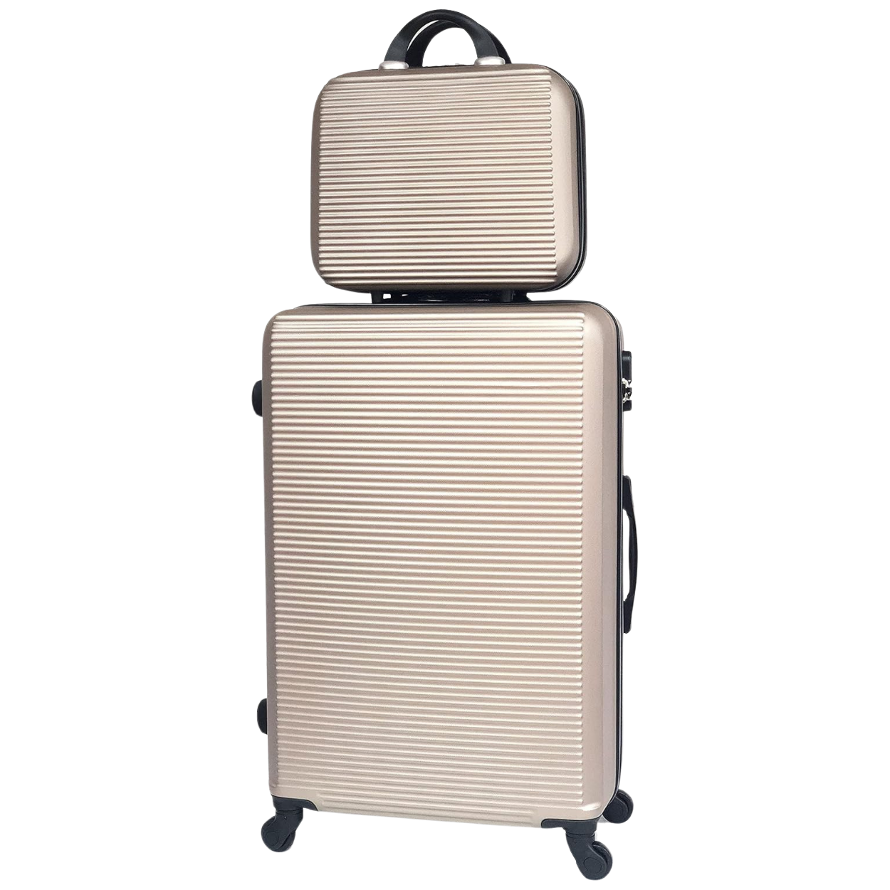 5-piece Week-end suitcase set | Cabin suitcase | Medium suitcase | Large suitcase | 2x Vanity case - Champagne