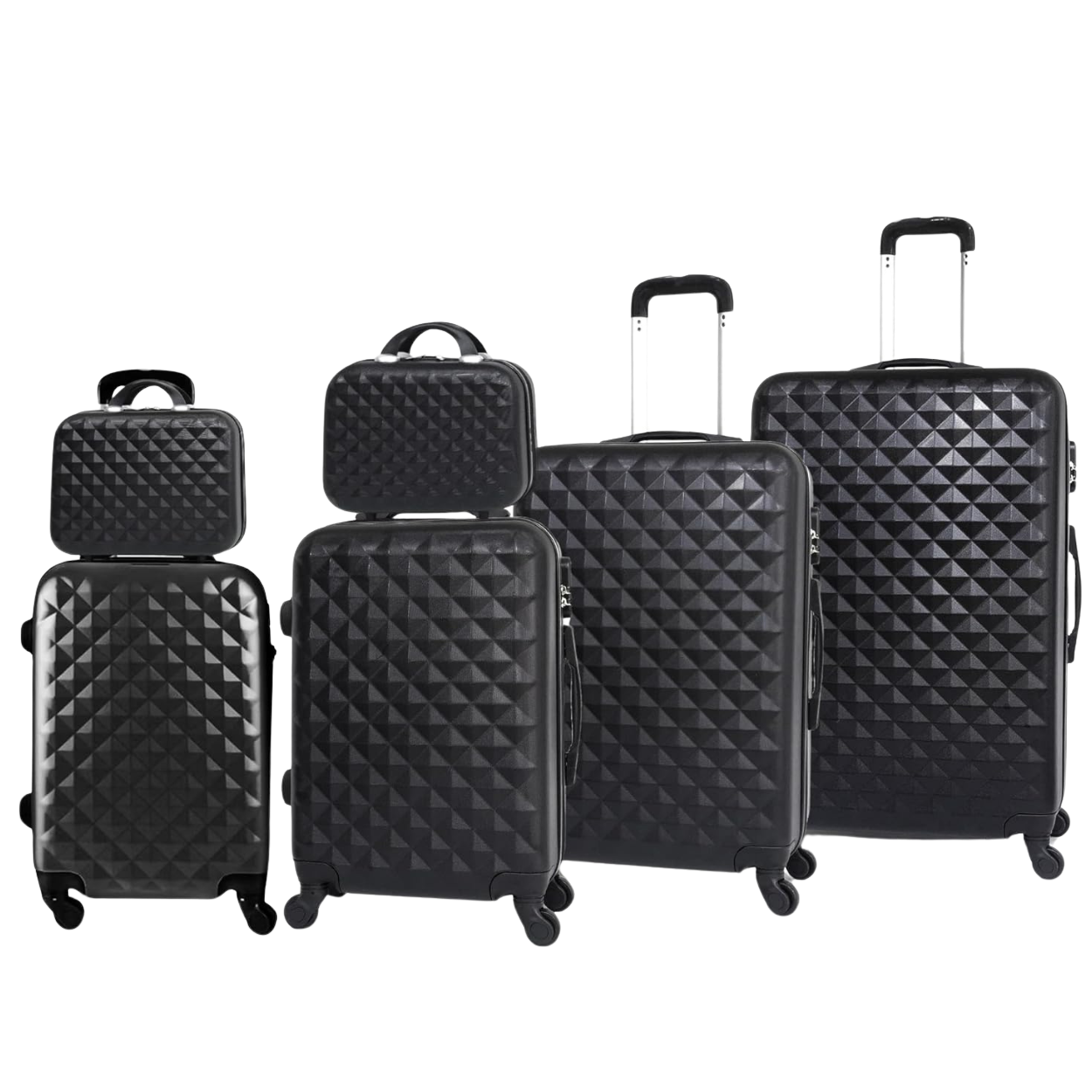 6-Piece Urban Luggage Set | Cabin Suitcase | Medium Suitcase | Large Suitcase | 2x Vanity Cases – Black