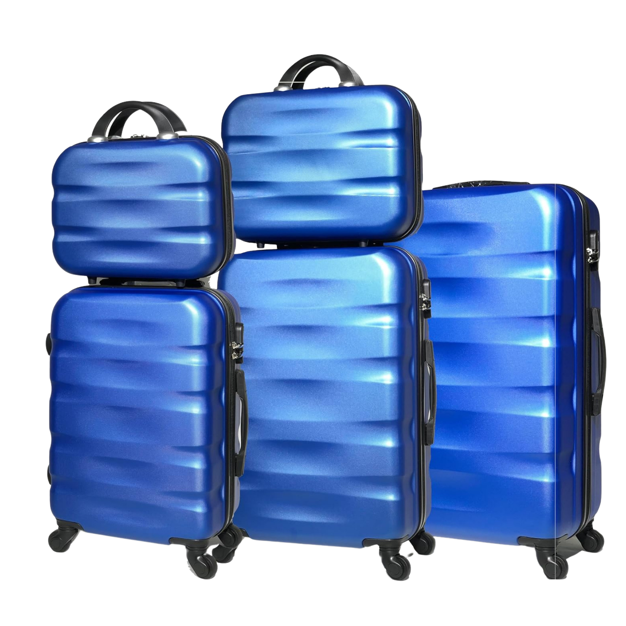 5-piece AeroWave suitcase set | Cabin suitcase | Medium suitcase | Large suitcase | 2x Vanity case - Blue