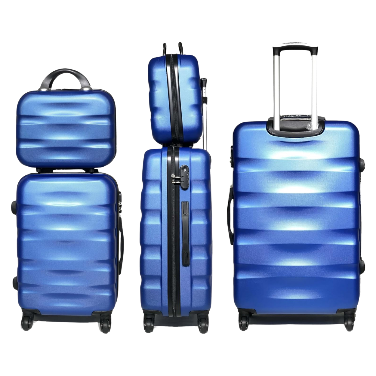 5-piece AeroWave suitcase set | Cabin suitcase | Medium suitcase | Large suitcase | 2x Vanity case - Blue