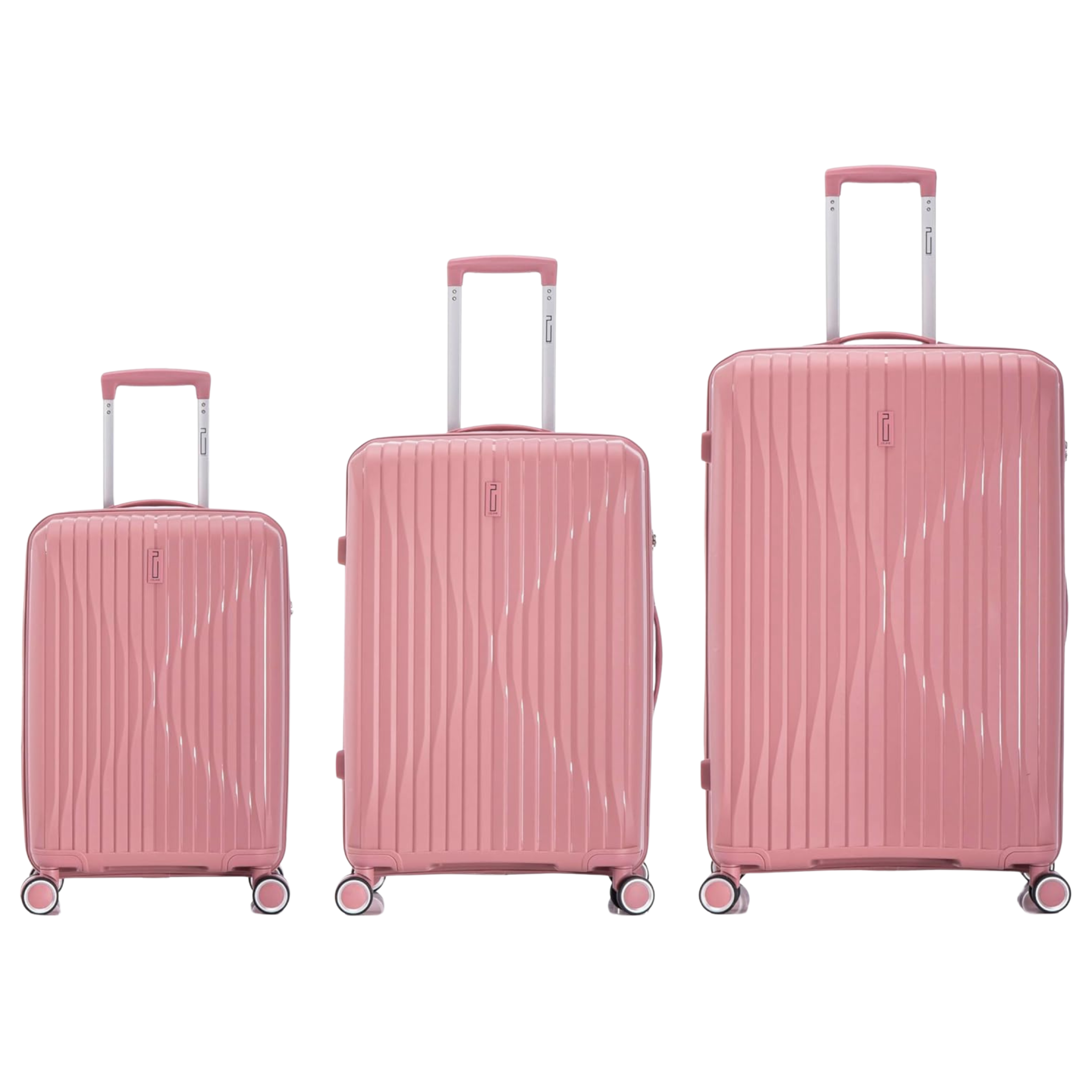 Set Valise 3 pièces En Polypropylène | Valise Cabine | Valise Moyenne | Valise Grande – Rose