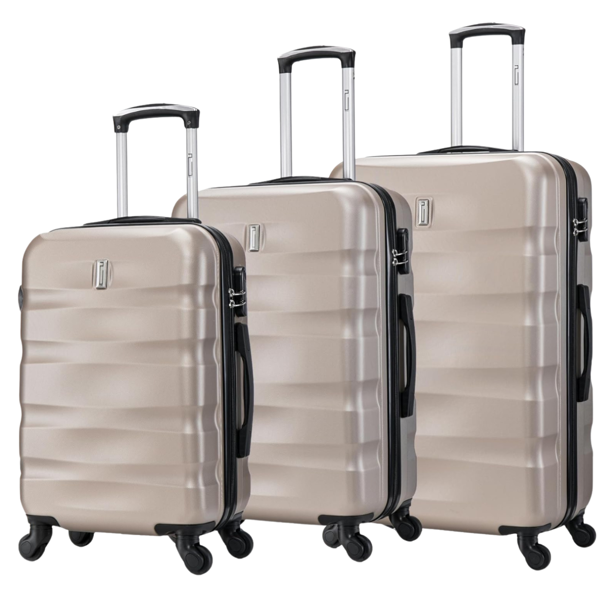 3-Piece AeroWave Luggage Set | Cabin Suitcase | Medium Suitcase | Large Suitcase – Champagne