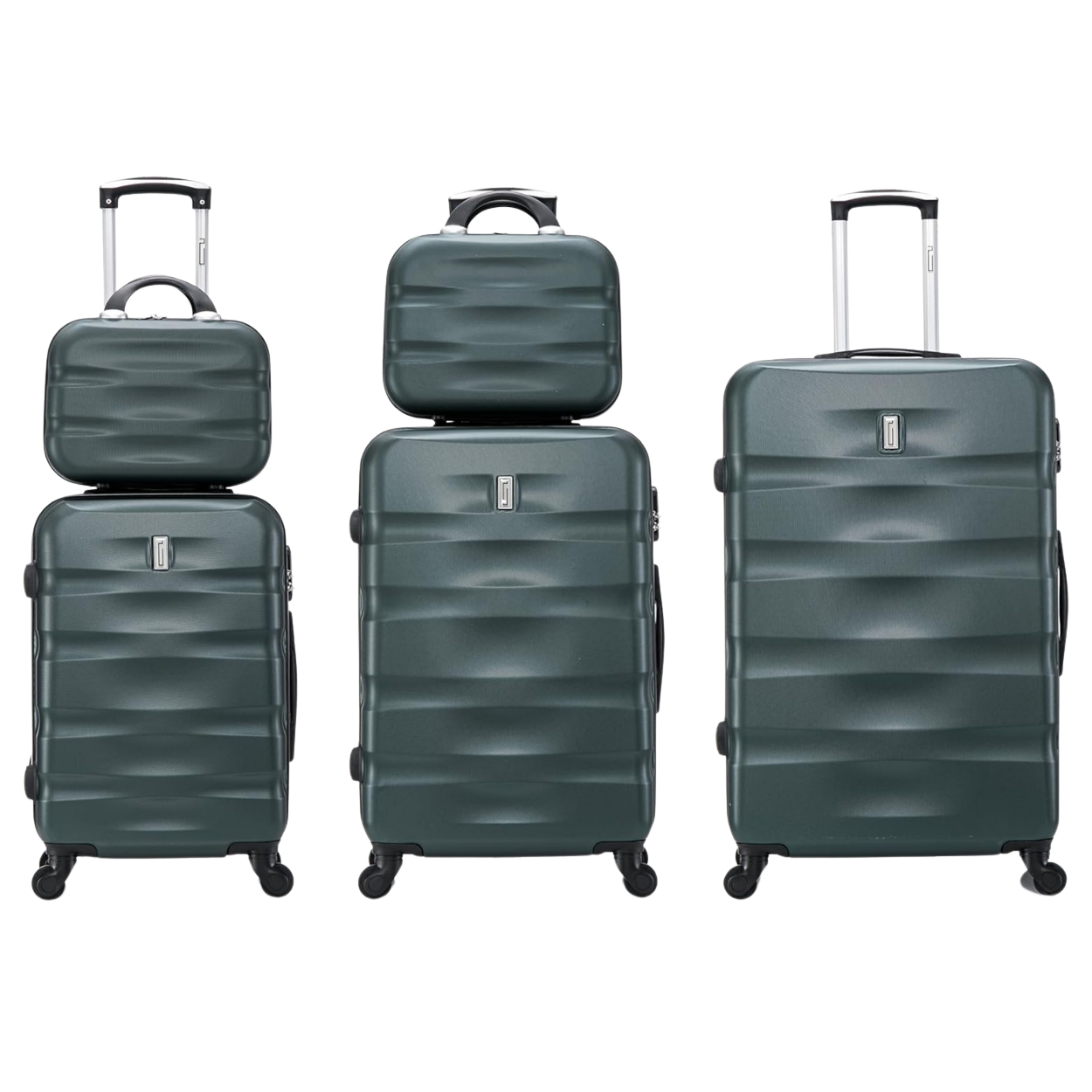 5-piece AeroWave suitcase set | Cabin suitcase | Medium suitcase | Large suitcase | 2x Vanity case - Green