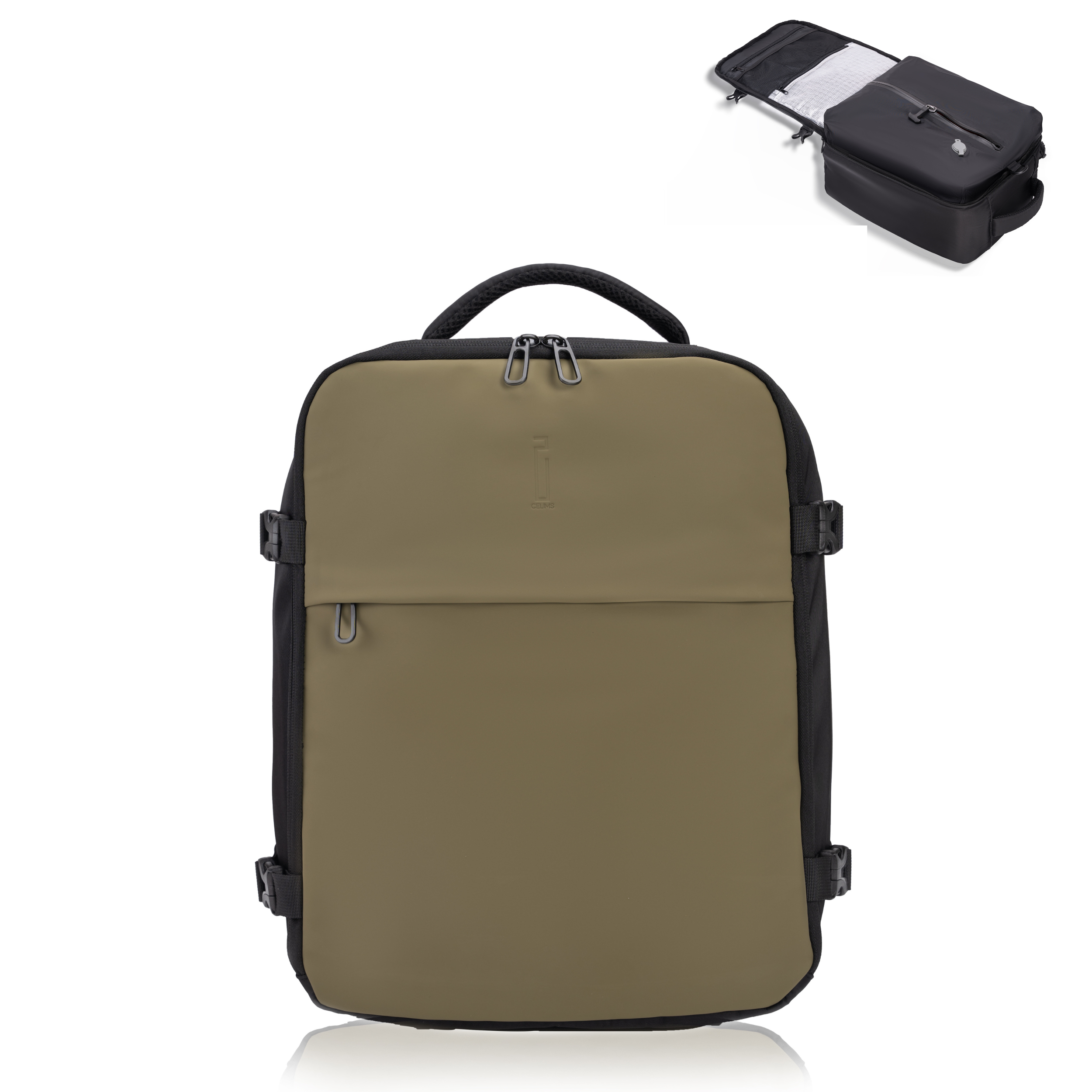 Mochila CELIMS sellada al vacío 40x30x20 - Equipaje de mano - Impermeable - Caqui