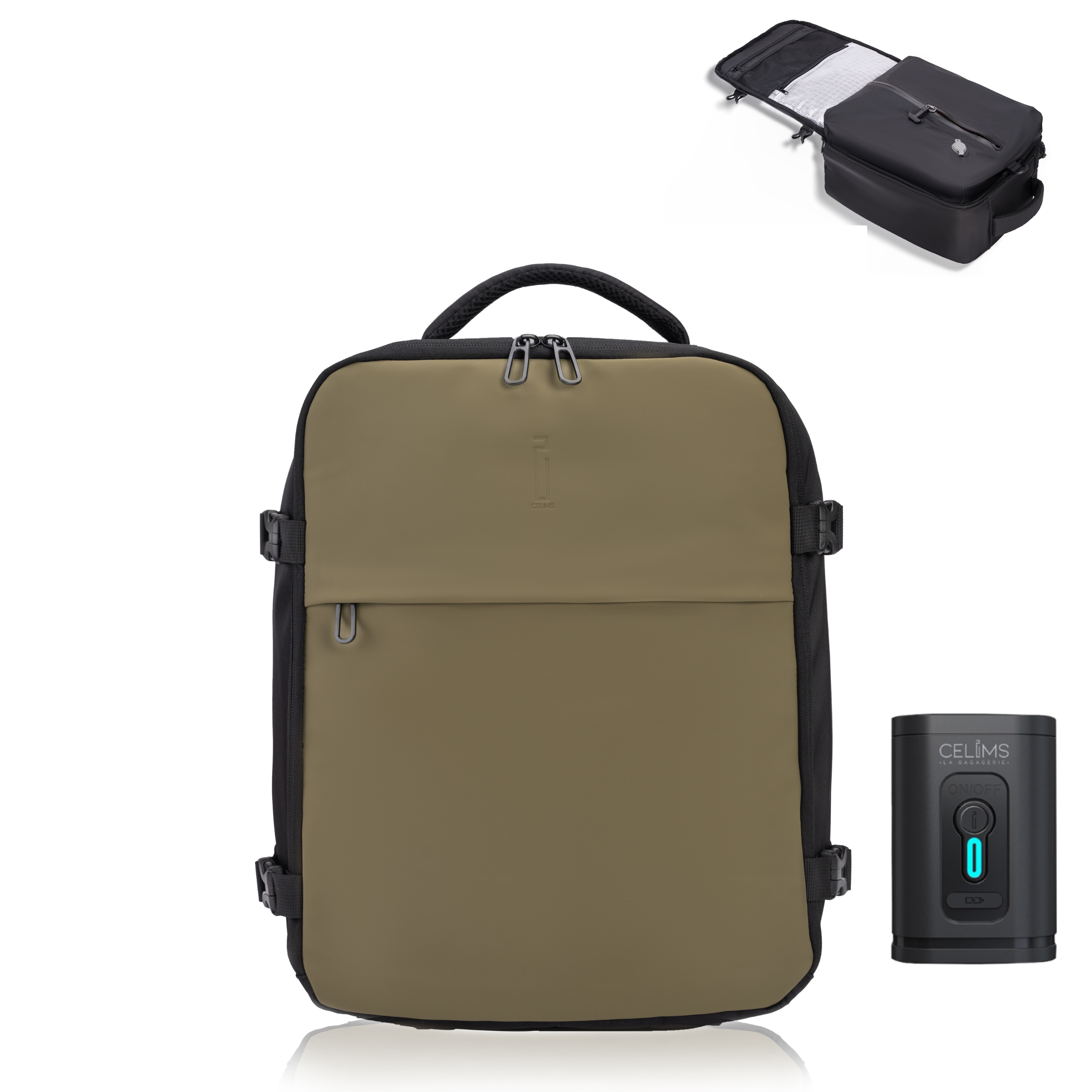 Mochila CELIMS sellada al vacío 40x30x20 - Equipaje de mano - Impermeable - Caqui