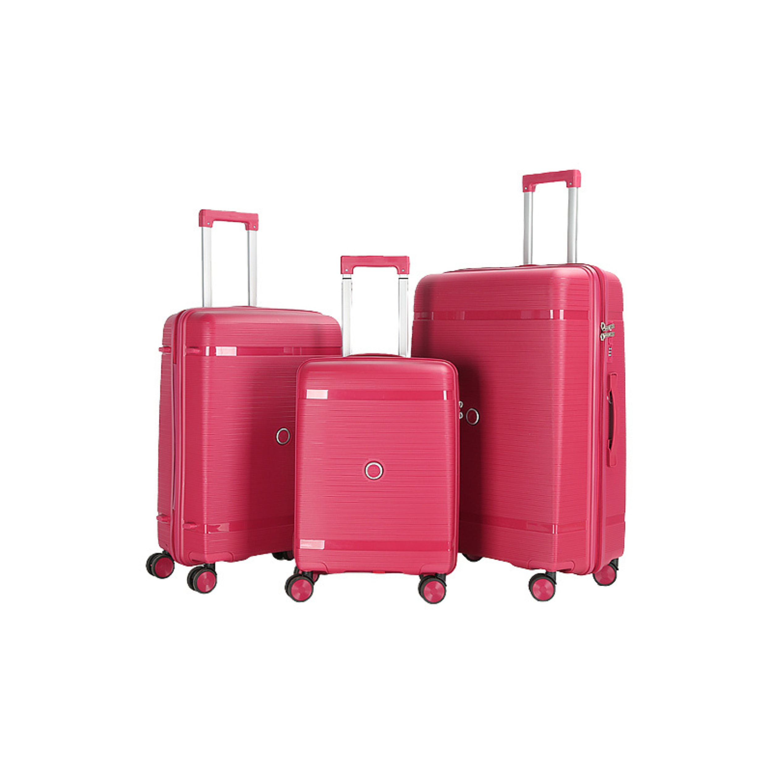 Set 3 Valises – Polypropylène (XL-75cm) (L-65cm) (S-55cm) – Rose Fuchsia