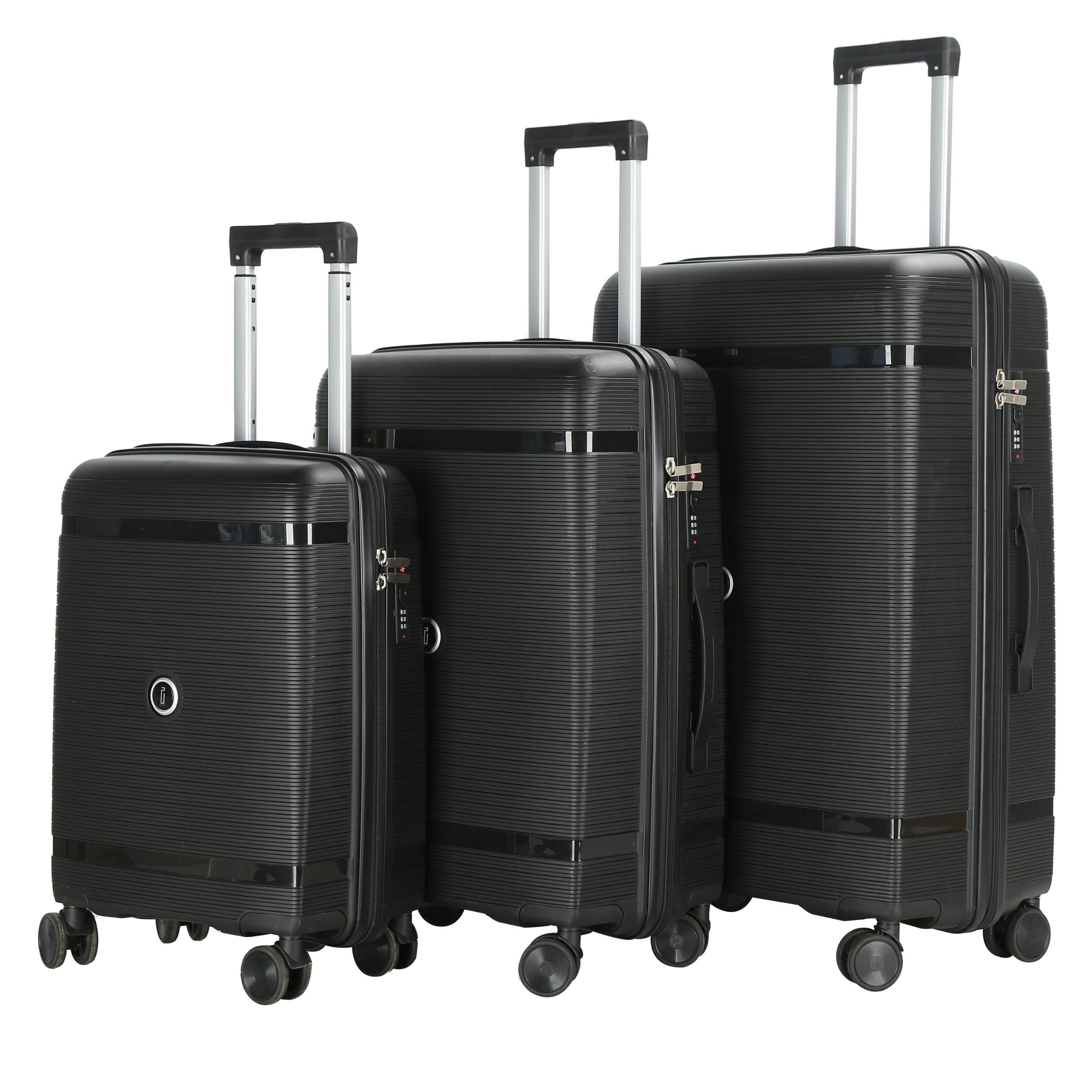 Set 3 Valises – Polypropylène (XL-75cm) (L-65cm) (S-55cm) – Noir